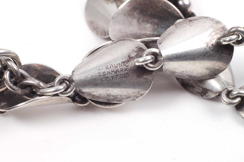 Niels Erik From Mid-Century Sterling Silver Necklace and Bracelet