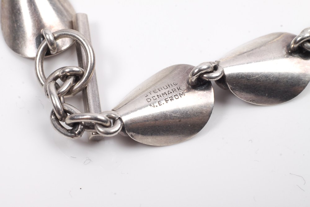 Niels Erik From Mid-Century Sterling Silver Necklace and Bracelet
