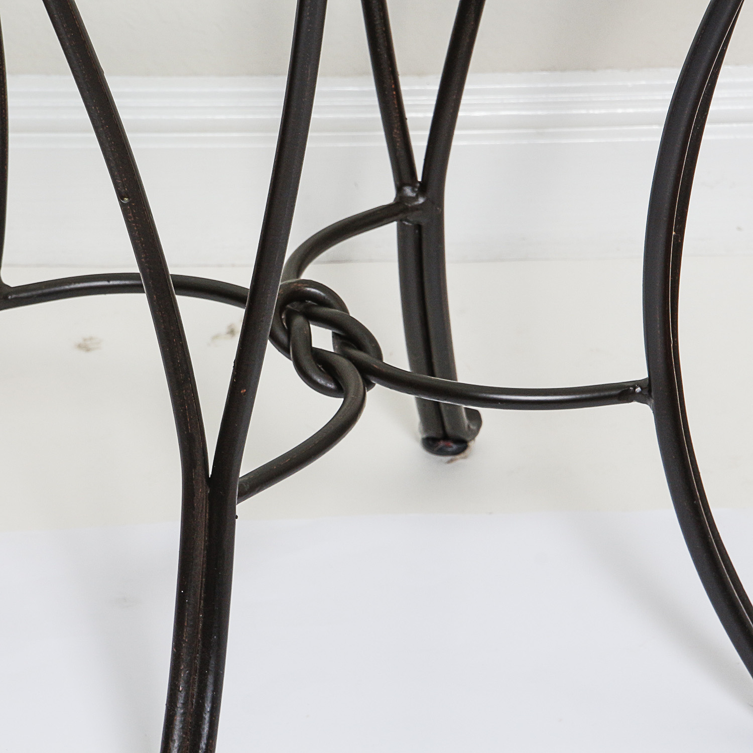Wrought Metal Glass Top Accent Table
