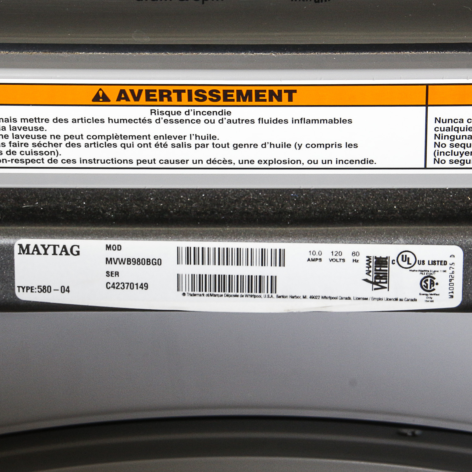 Maytag Bravo XL High Efficency washer