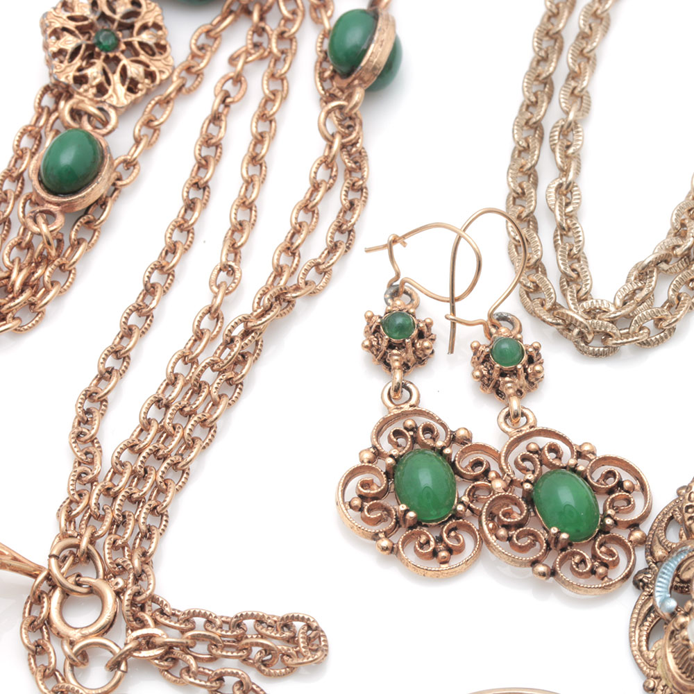 Assorted Gold Tone Costume Jewelry