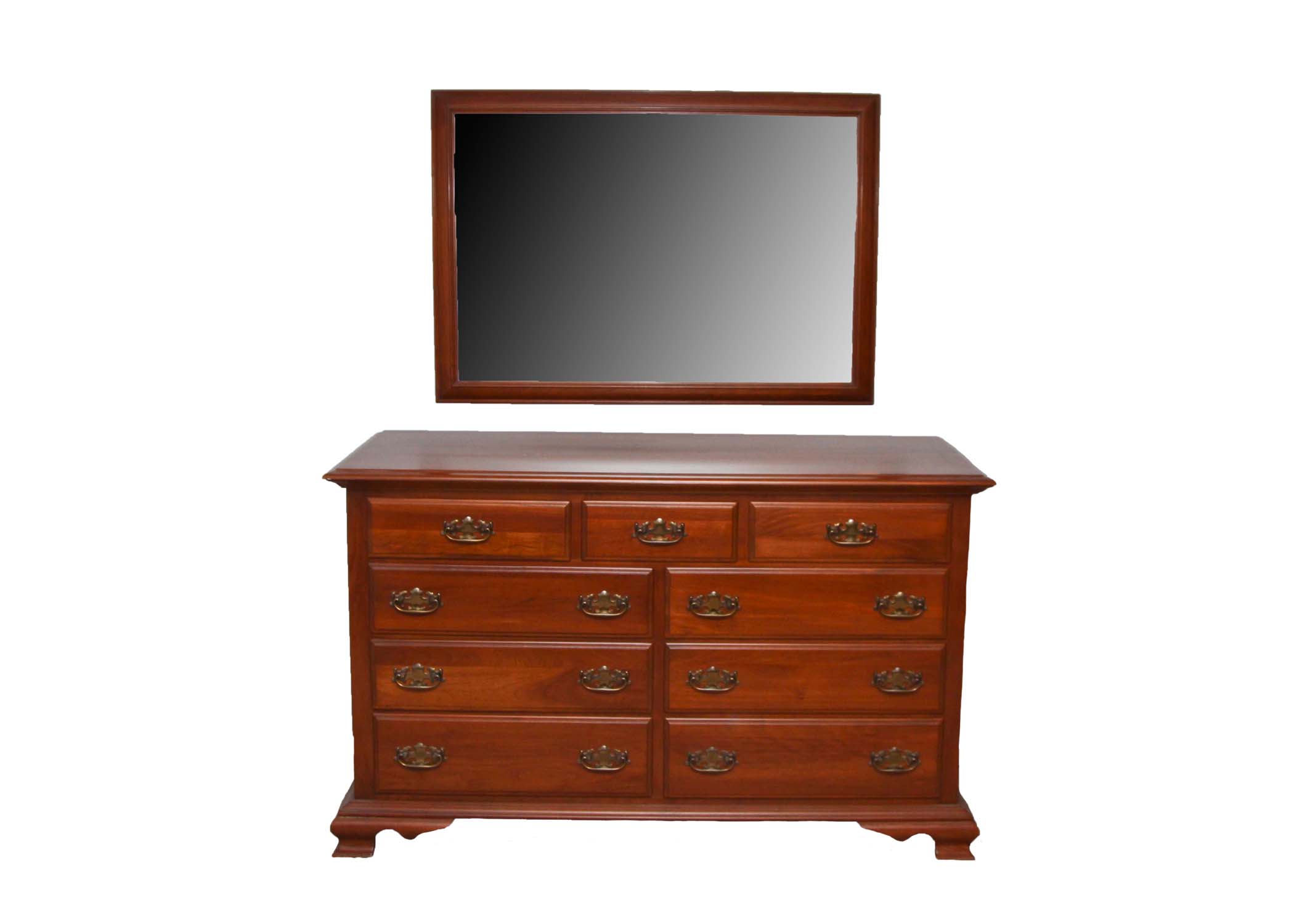 Vintage Federal Style Cherry Dresser and Mirror by Harden Furniture