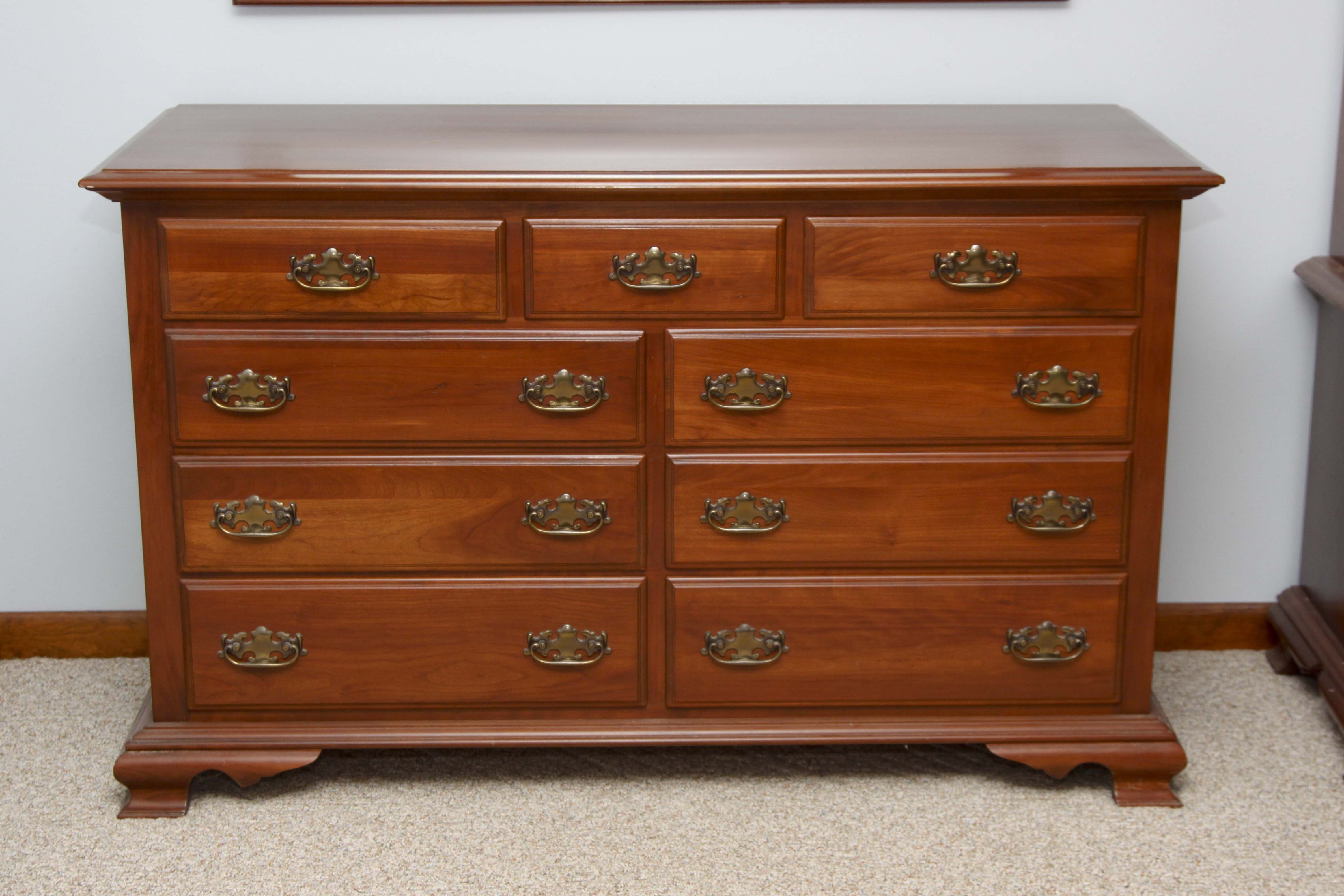 Vintage Federal Style Cherry Dresser and Mirror by Harden Furniture