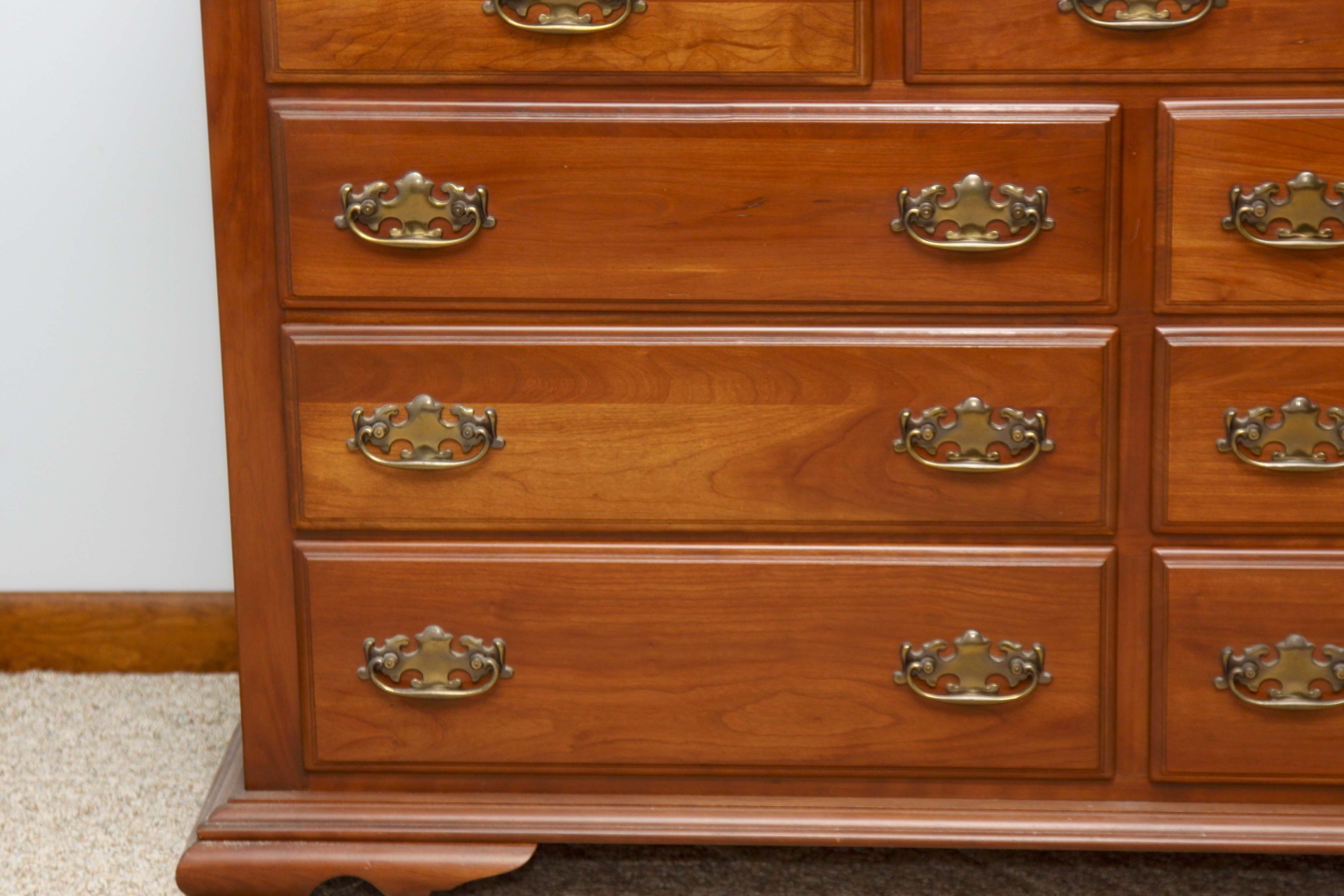 Vintage Federal Style Cherry Dresser and Mirror by Harden Furniture
