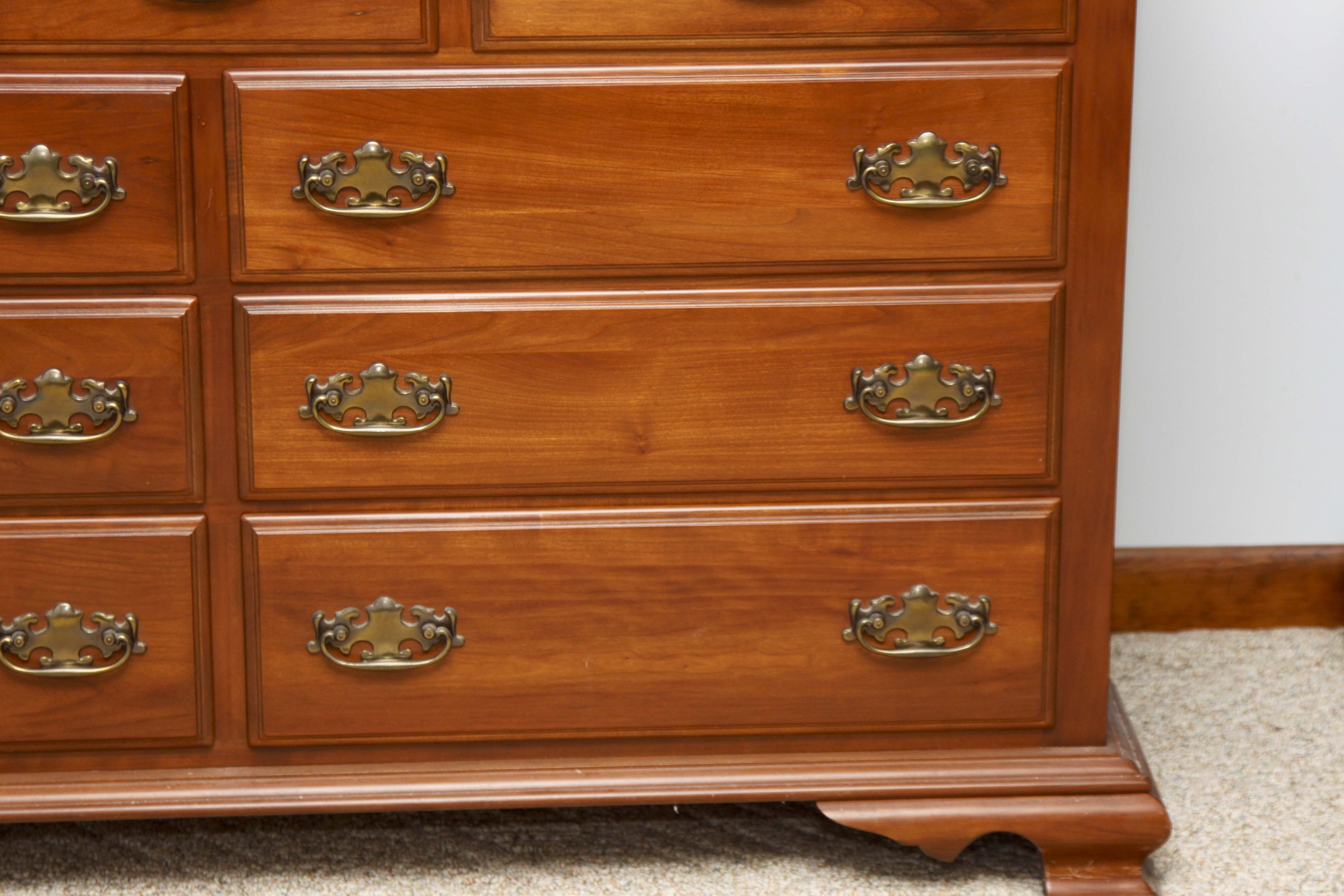 Vintage Federal Style Cherry Dresser and Mirror by Harden Furniture