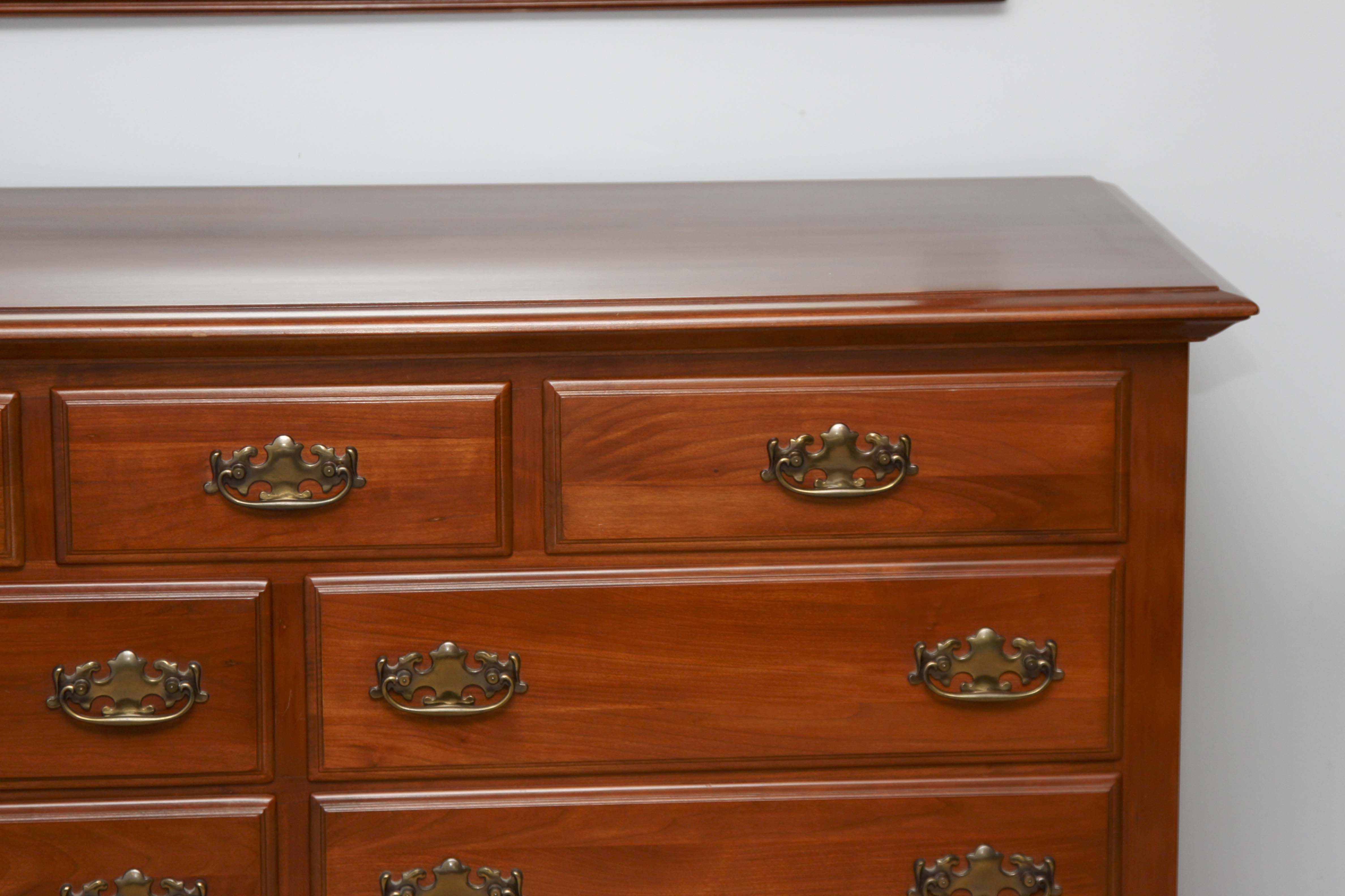 Vintage Federal Style Cherry Dresser and Mirror by Harden Furniture