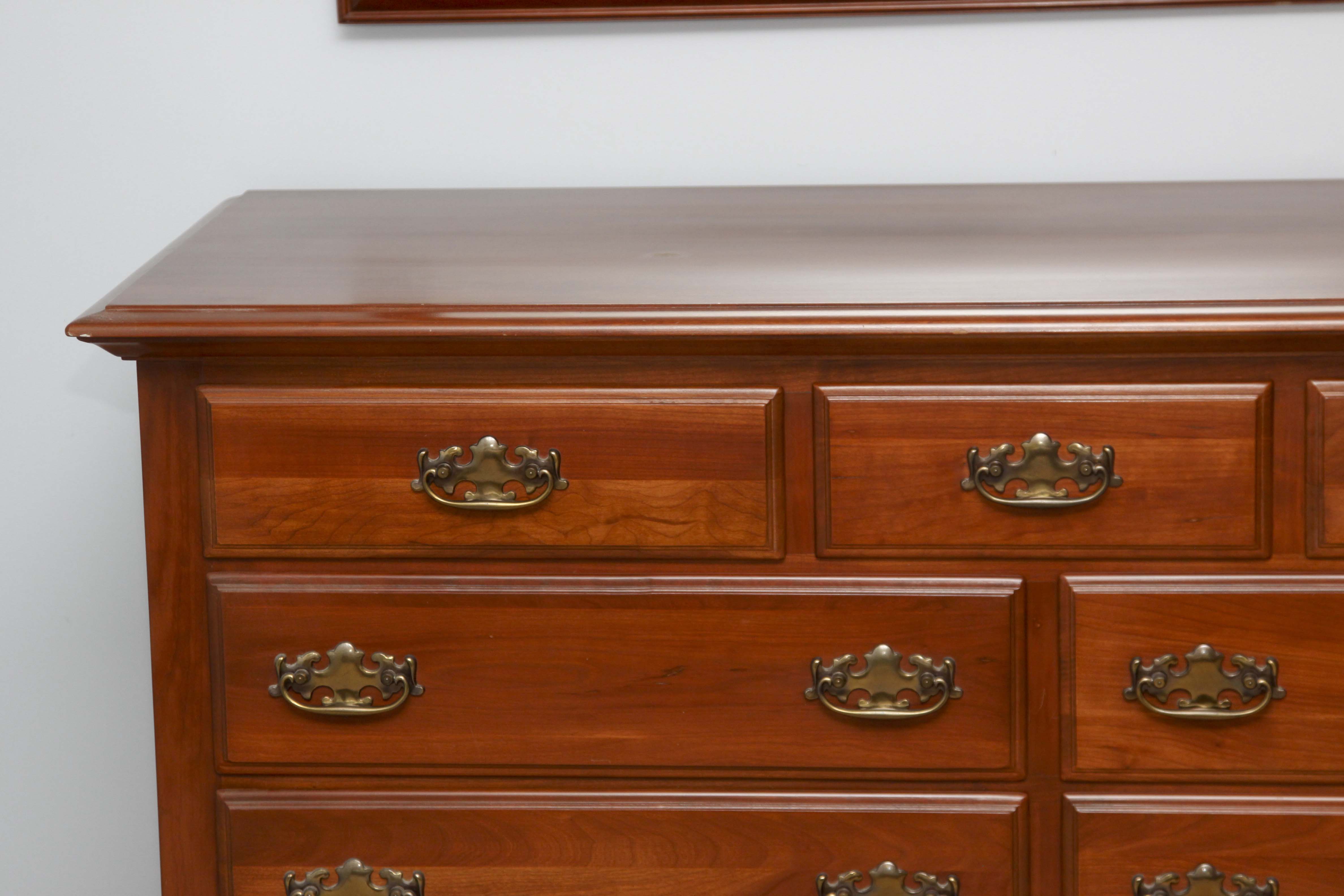 Vintage Federal Style Cherry Dresser and Mirror by Harden Furniture