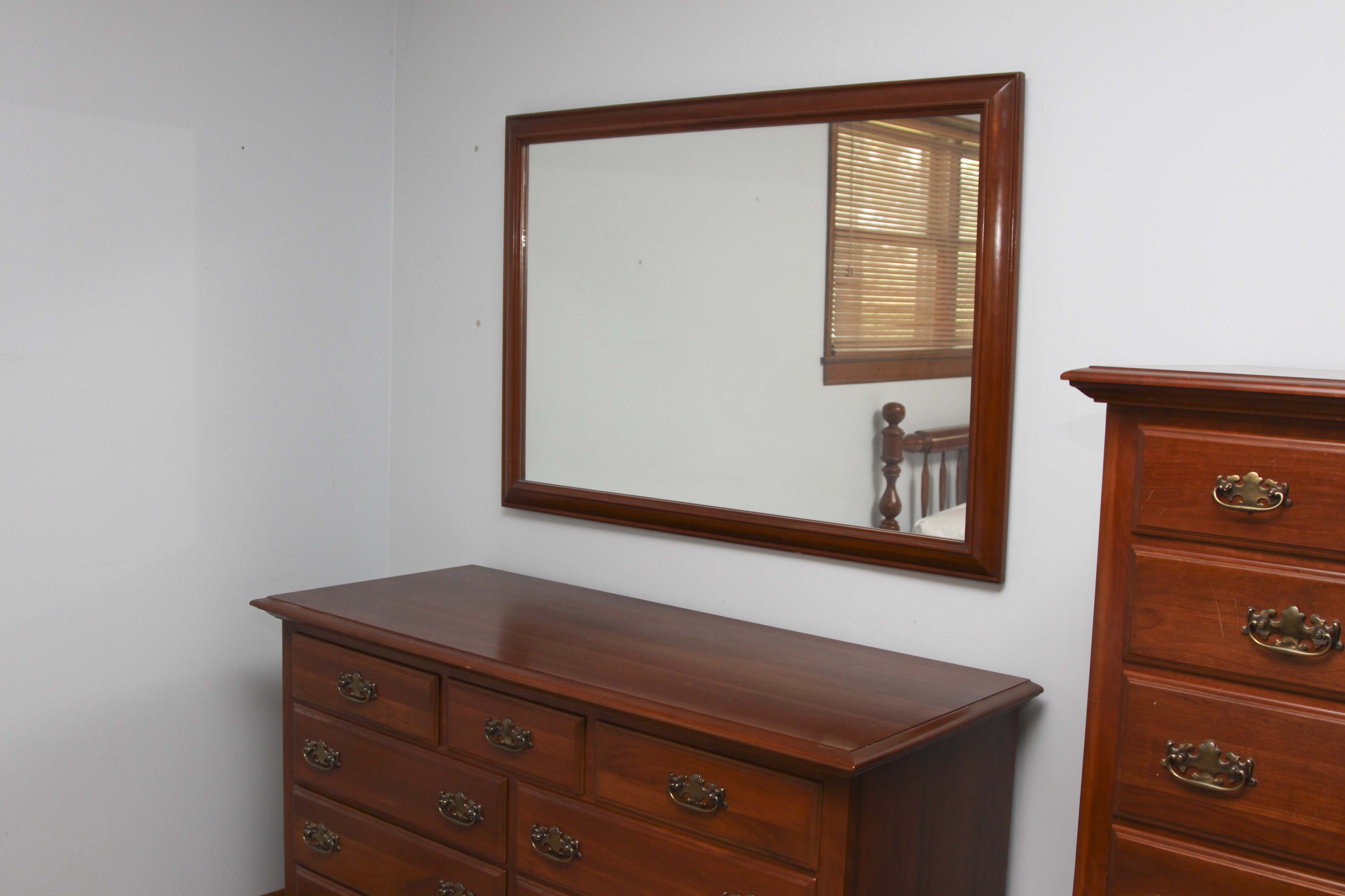 Vintage Federal Style Cherry Dresser and Mirror by Harden Furniture