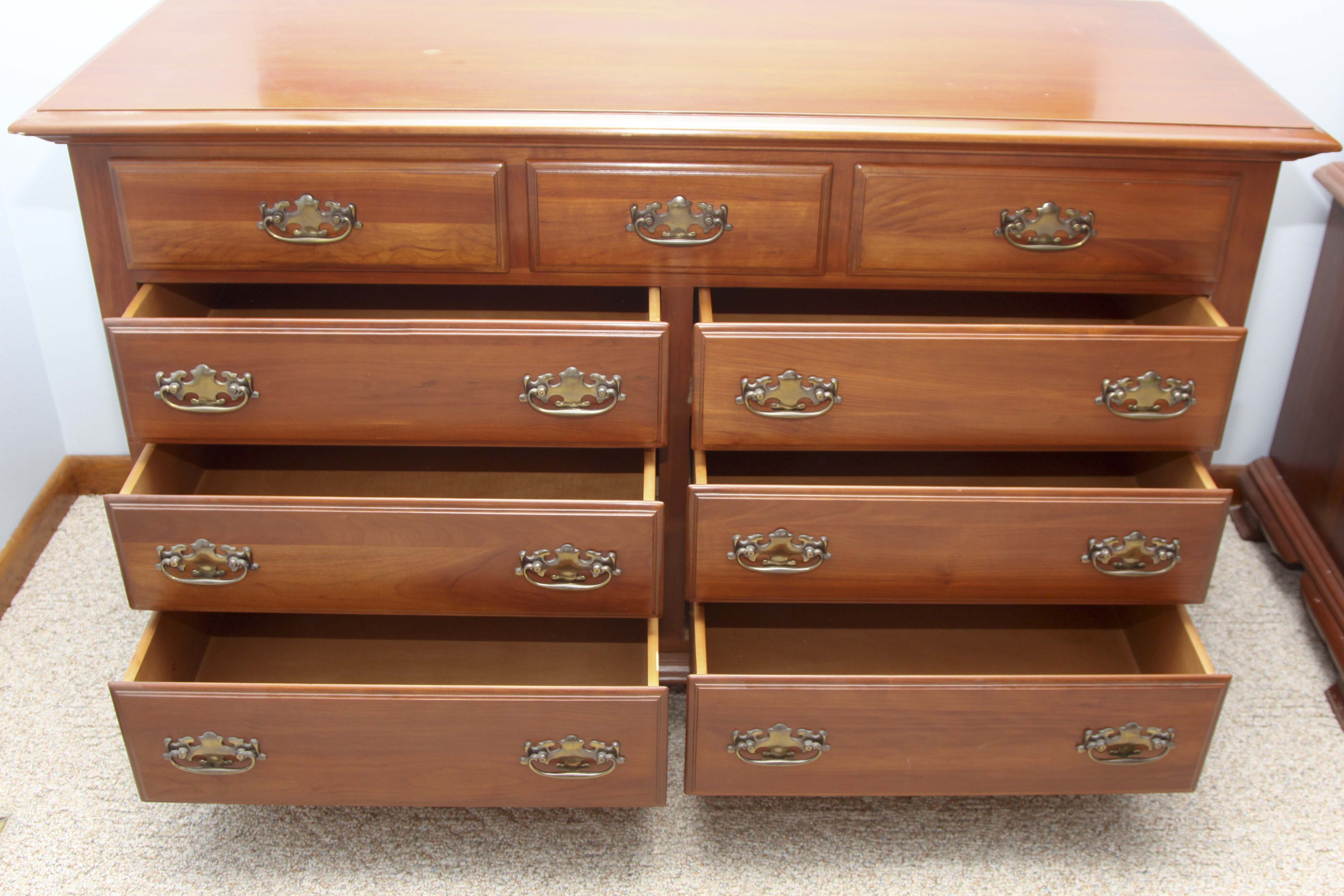 Vintage Federal Style Cherry Dresser and Mirror by Harden Furniture