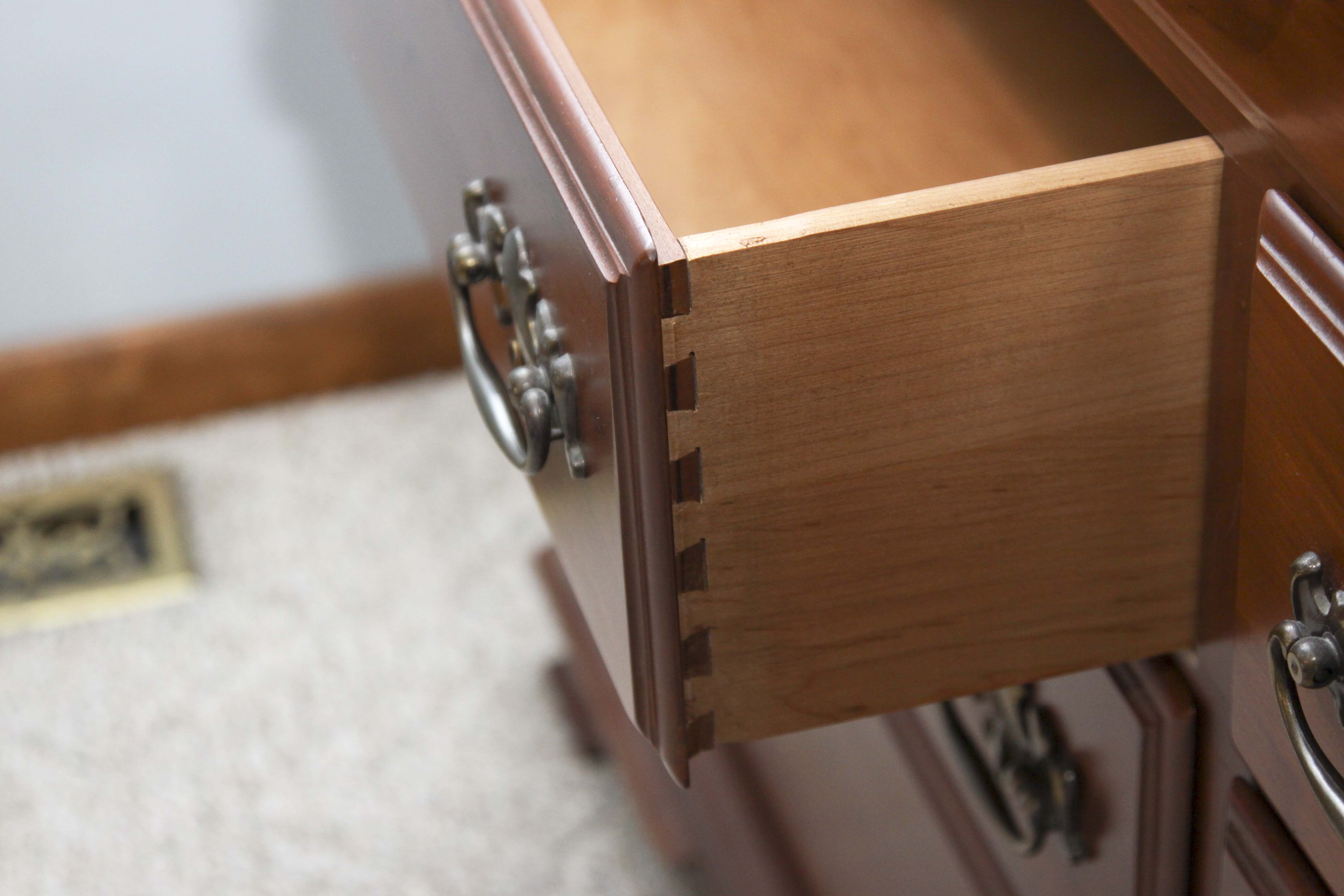 Vintage Federal Style Cherry Dresser and Mirror by Harden Furniture