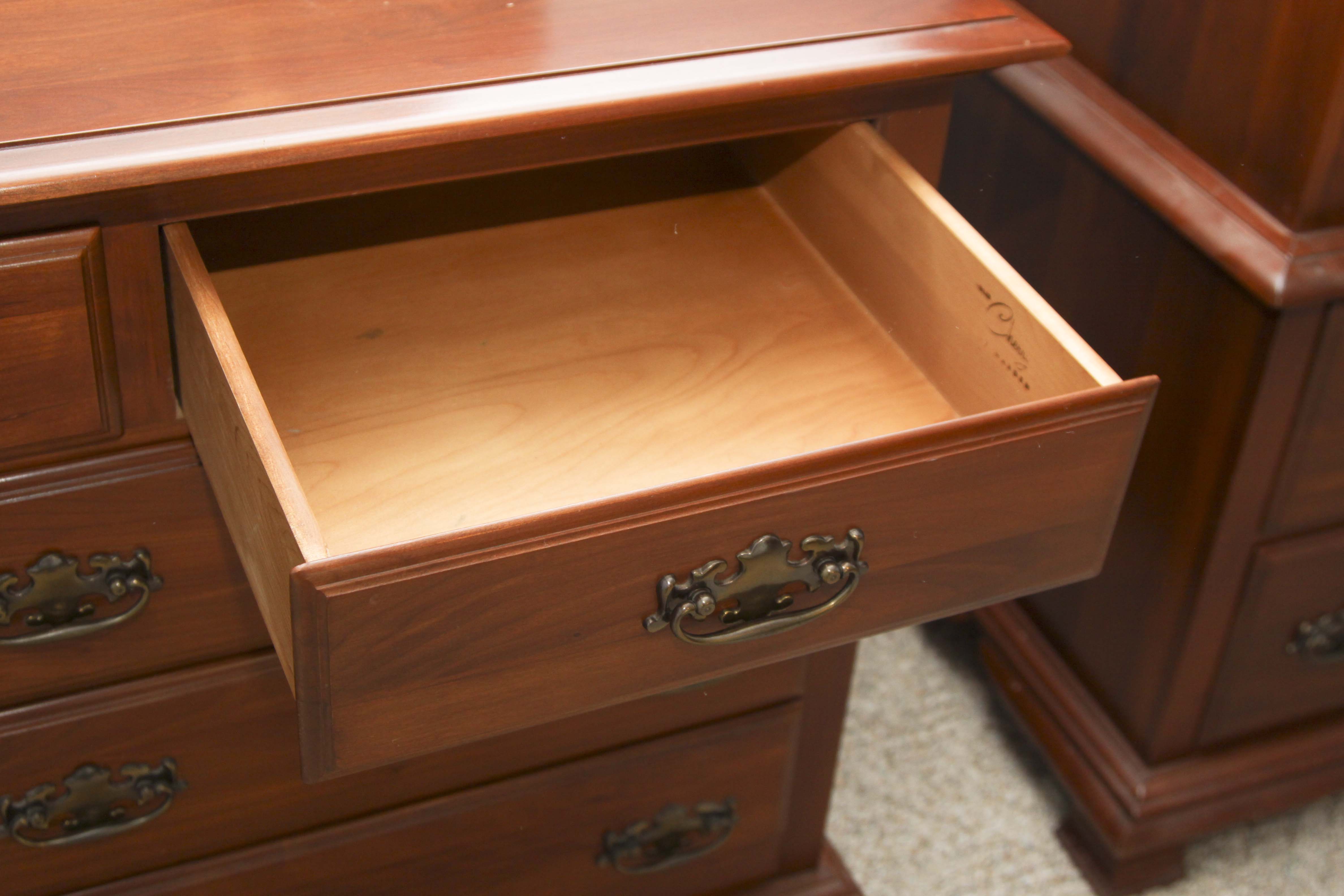 Vintage Federal Style Cherry Dresser and Mirror by Harden Furniture