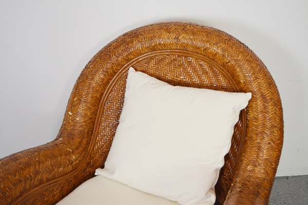 Pottery Barn Woven Rattan Chair and Ottoman