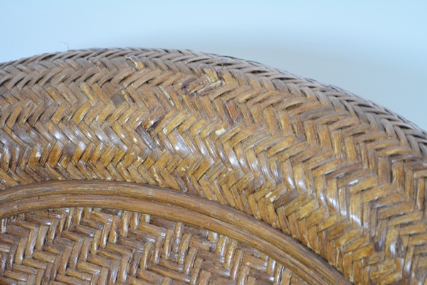 Pottery Barn Woven Rattan Chair and Ottoman