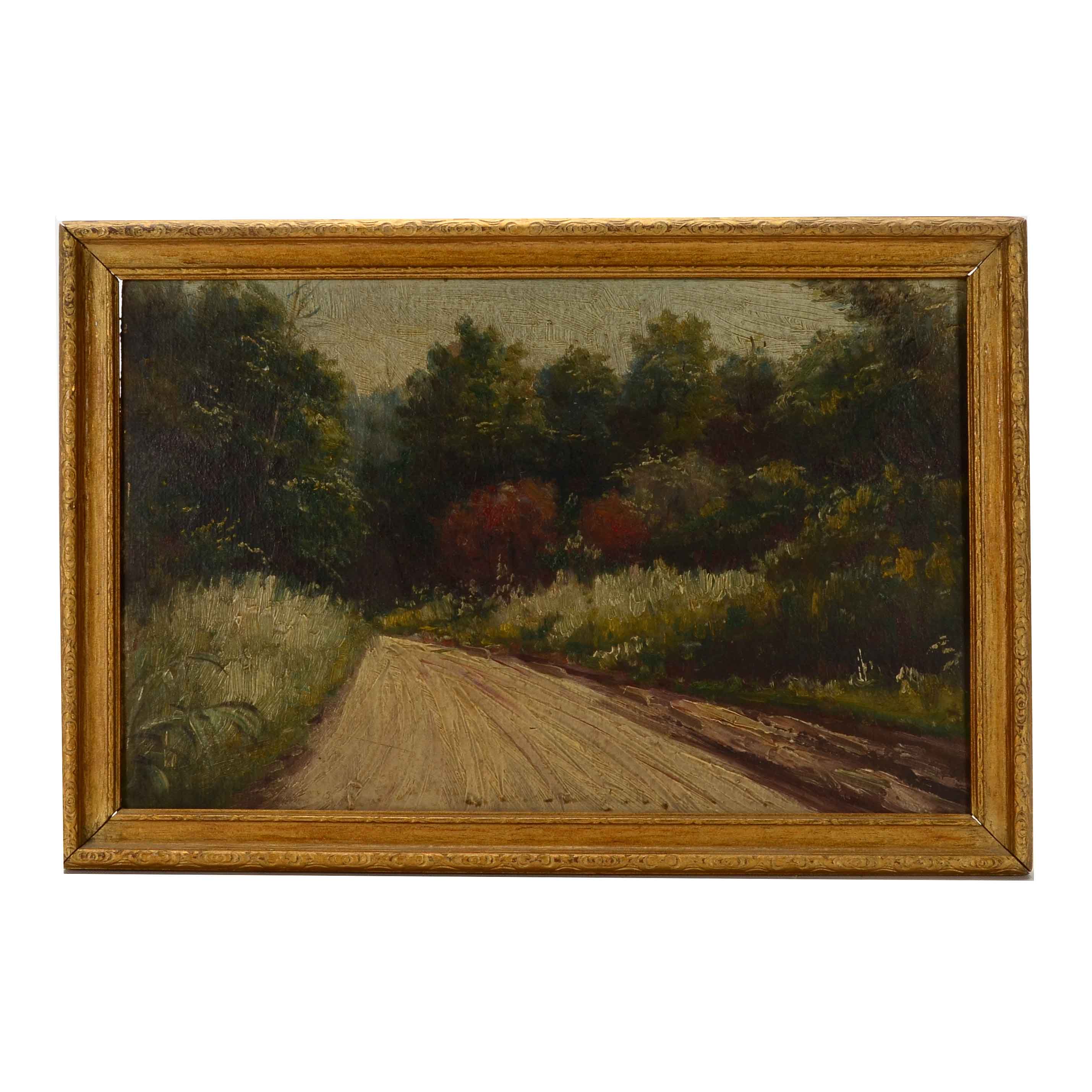 Vintage Oil on Academy Board Landscape