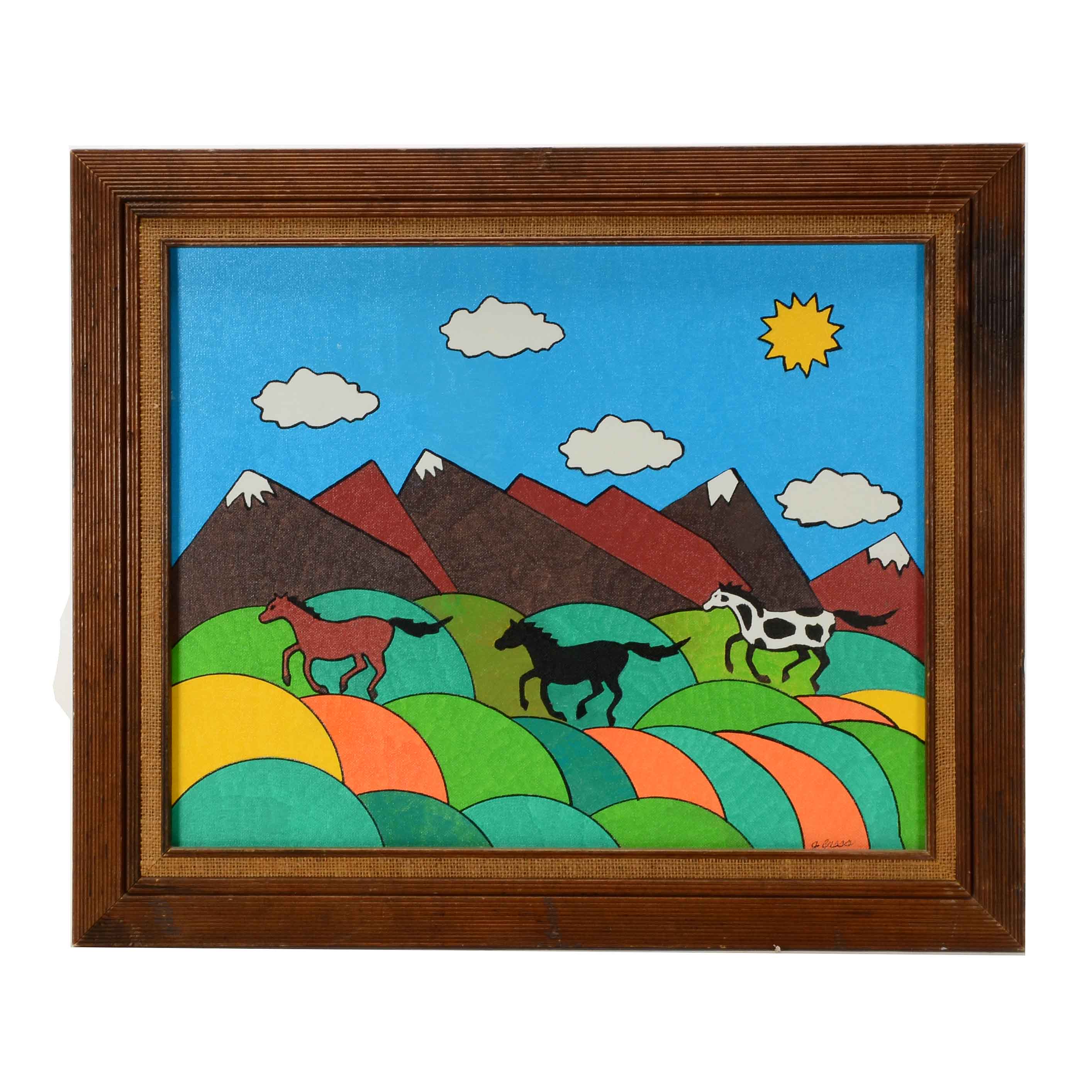 J. Cress Oil Painting "Home on the Range"