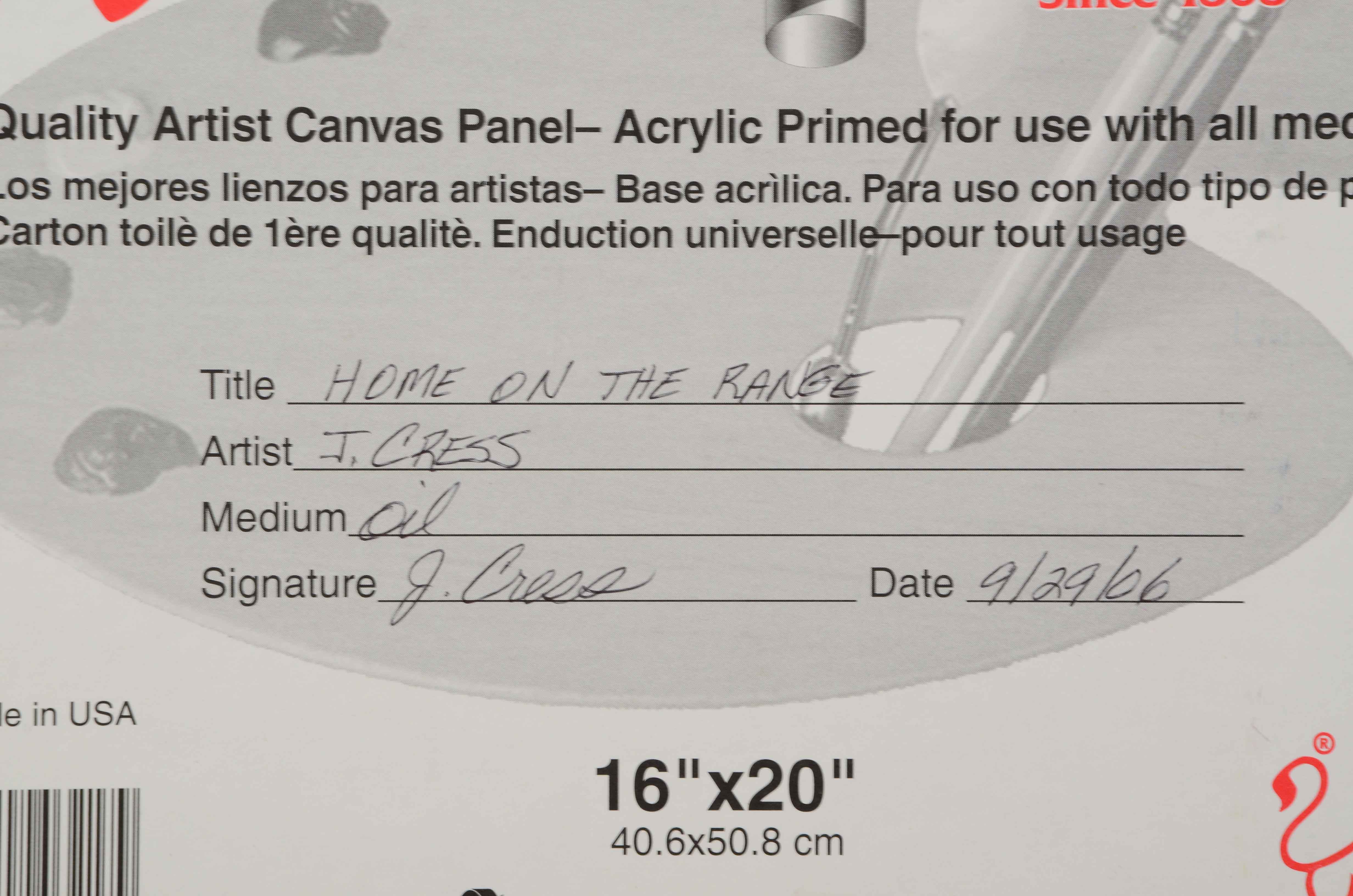 J. Cress Oil Painting "Home on the Range"