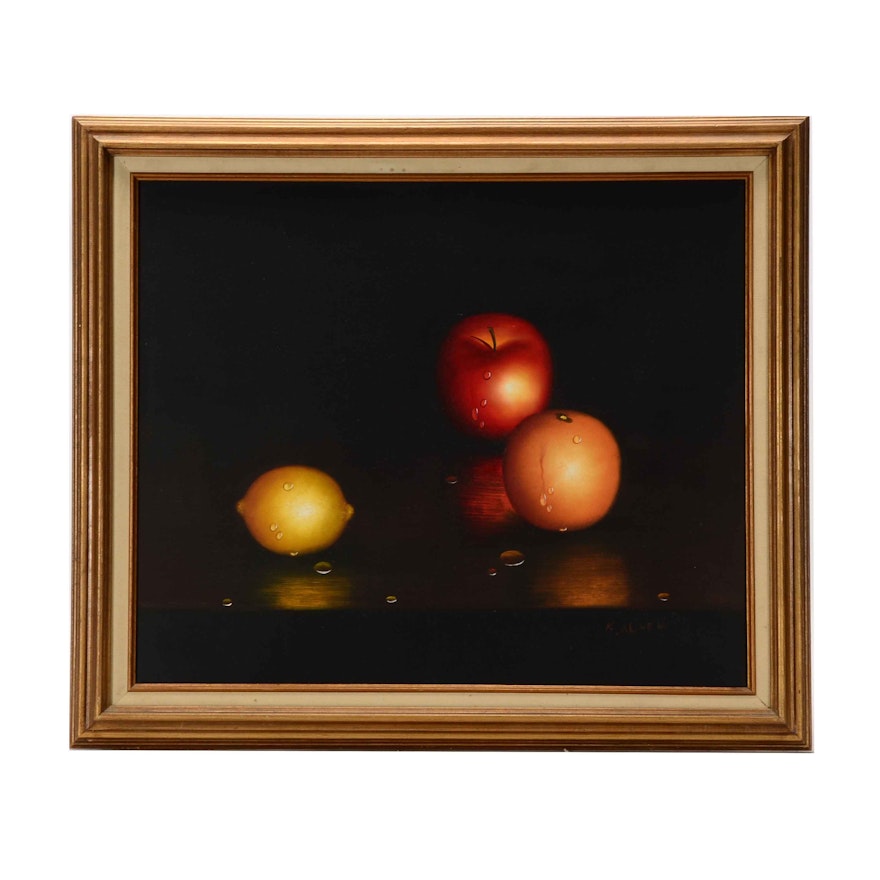 K. Alden Oil Painting of Fruit