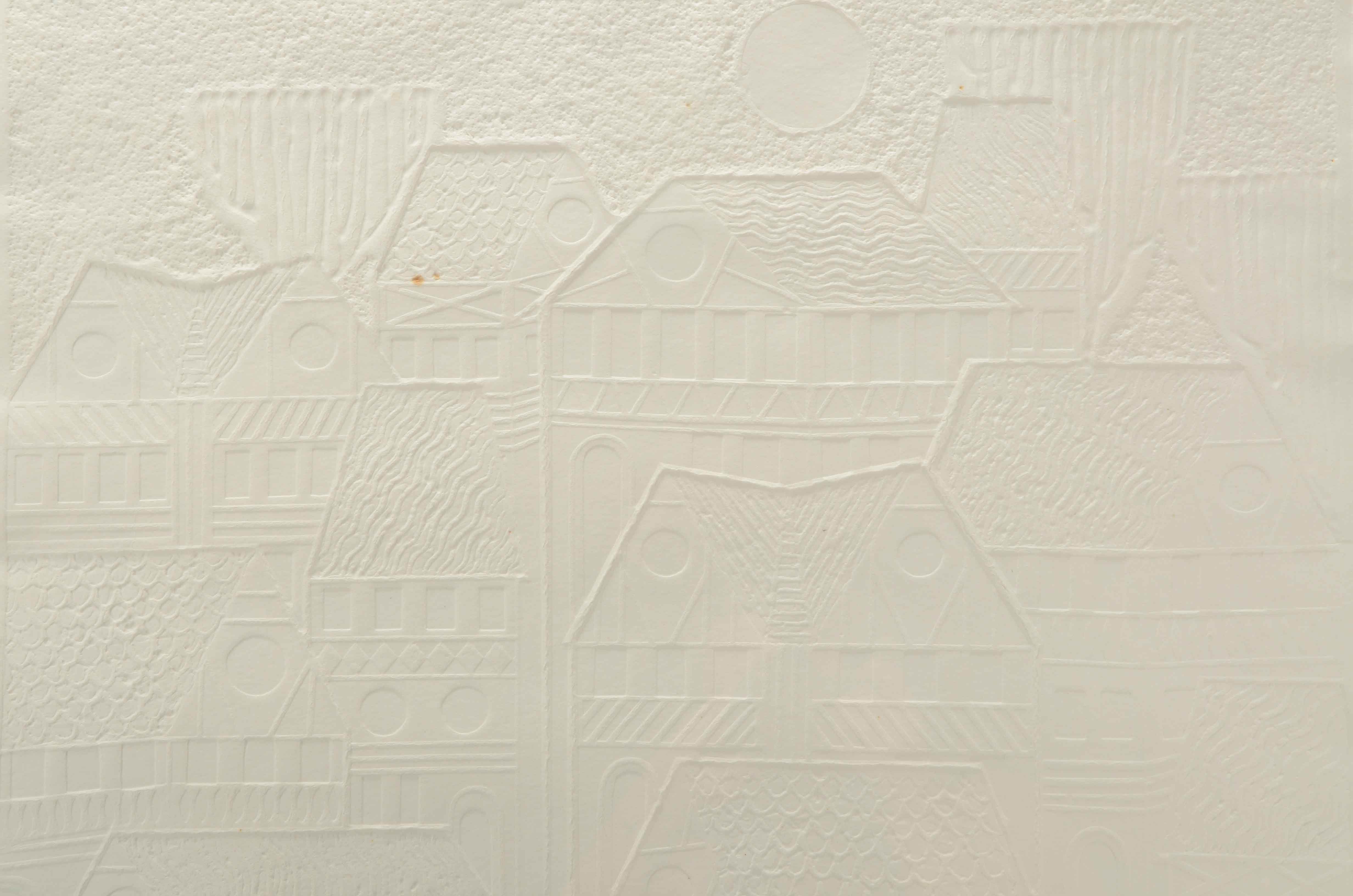 John Nartker Limited Edition Embossed Collagraph "Hillside Houses"