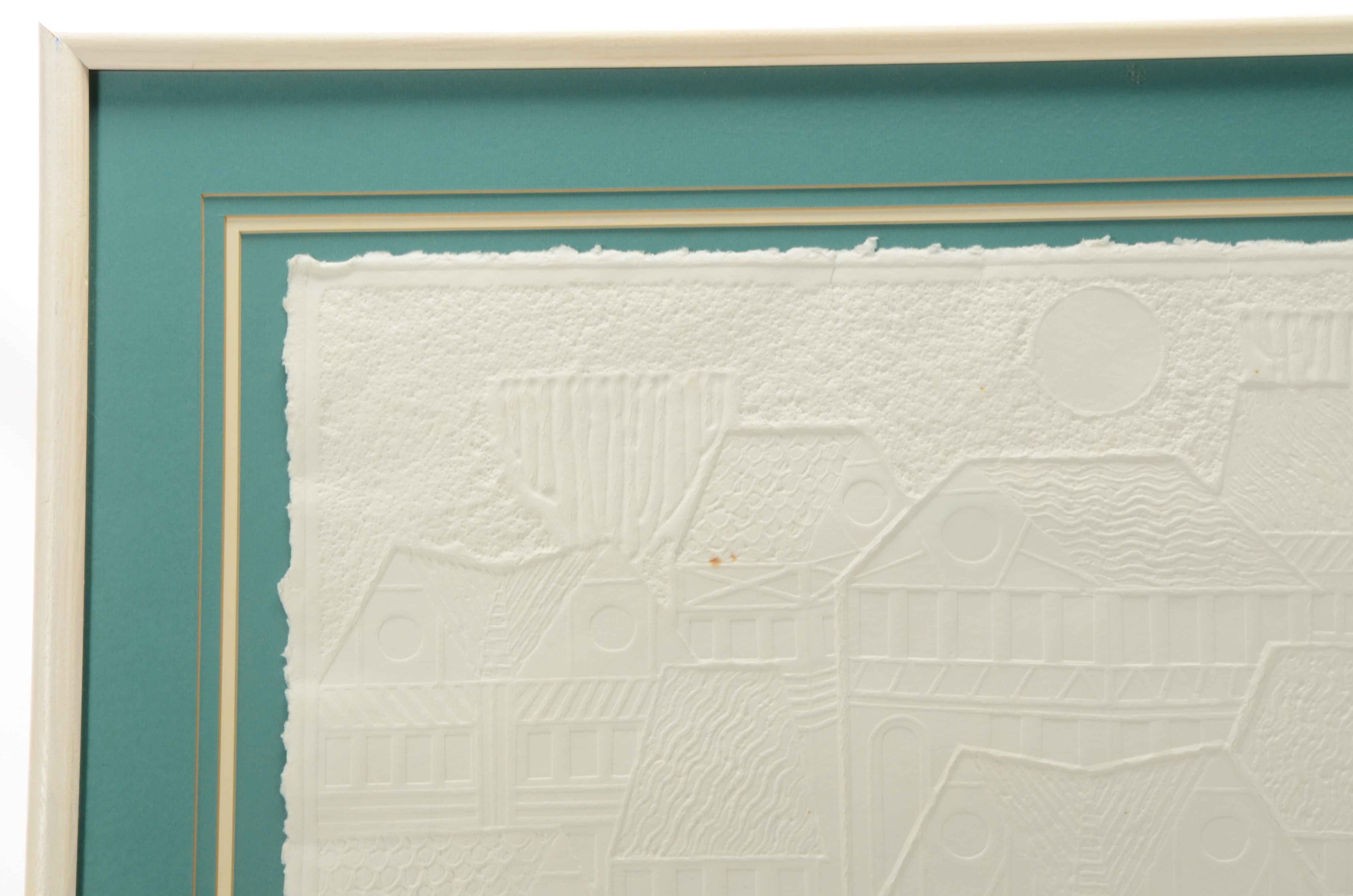 John Nartker Limited Edition Embossed Collagraph "Hillside Houses"