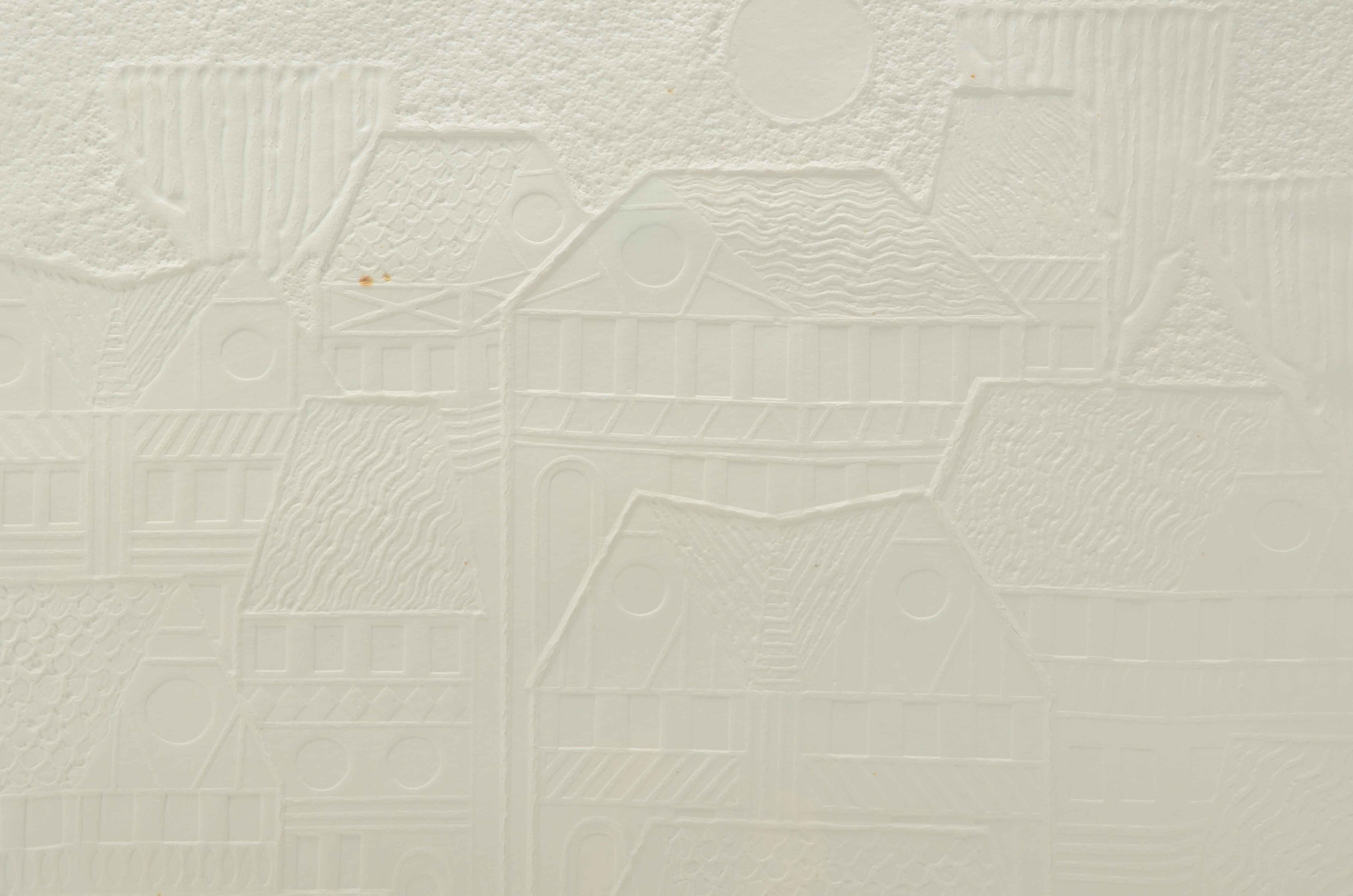 John Nartker Limited Edition Embossed Collagraph "Hillside Houses"