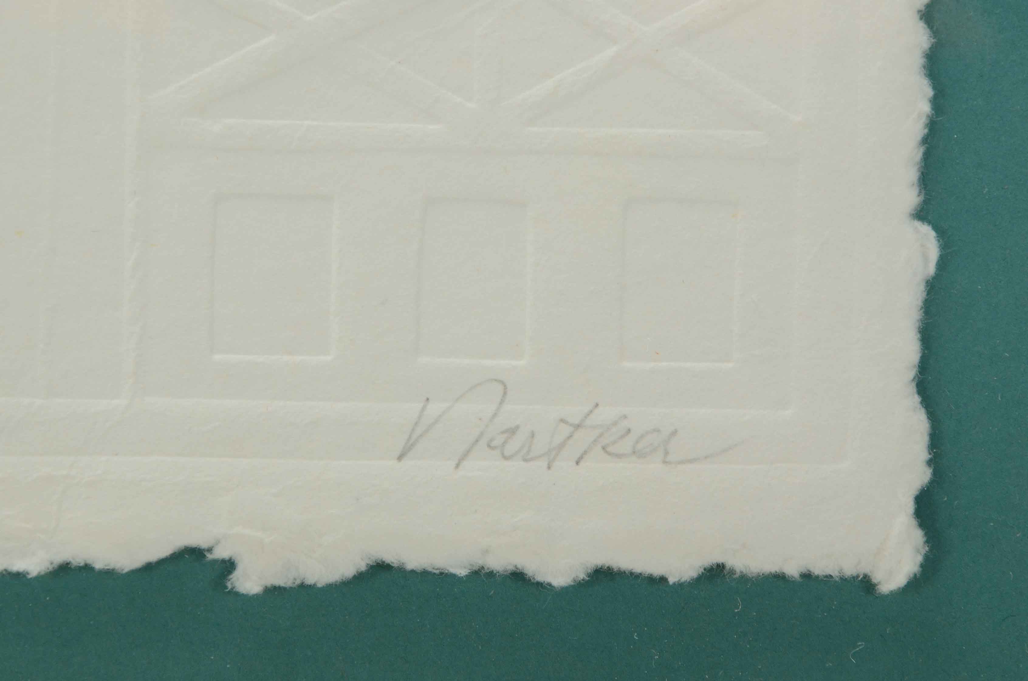 John Nartker Limited Edition Embossed Collagraph "Hillside Houses"