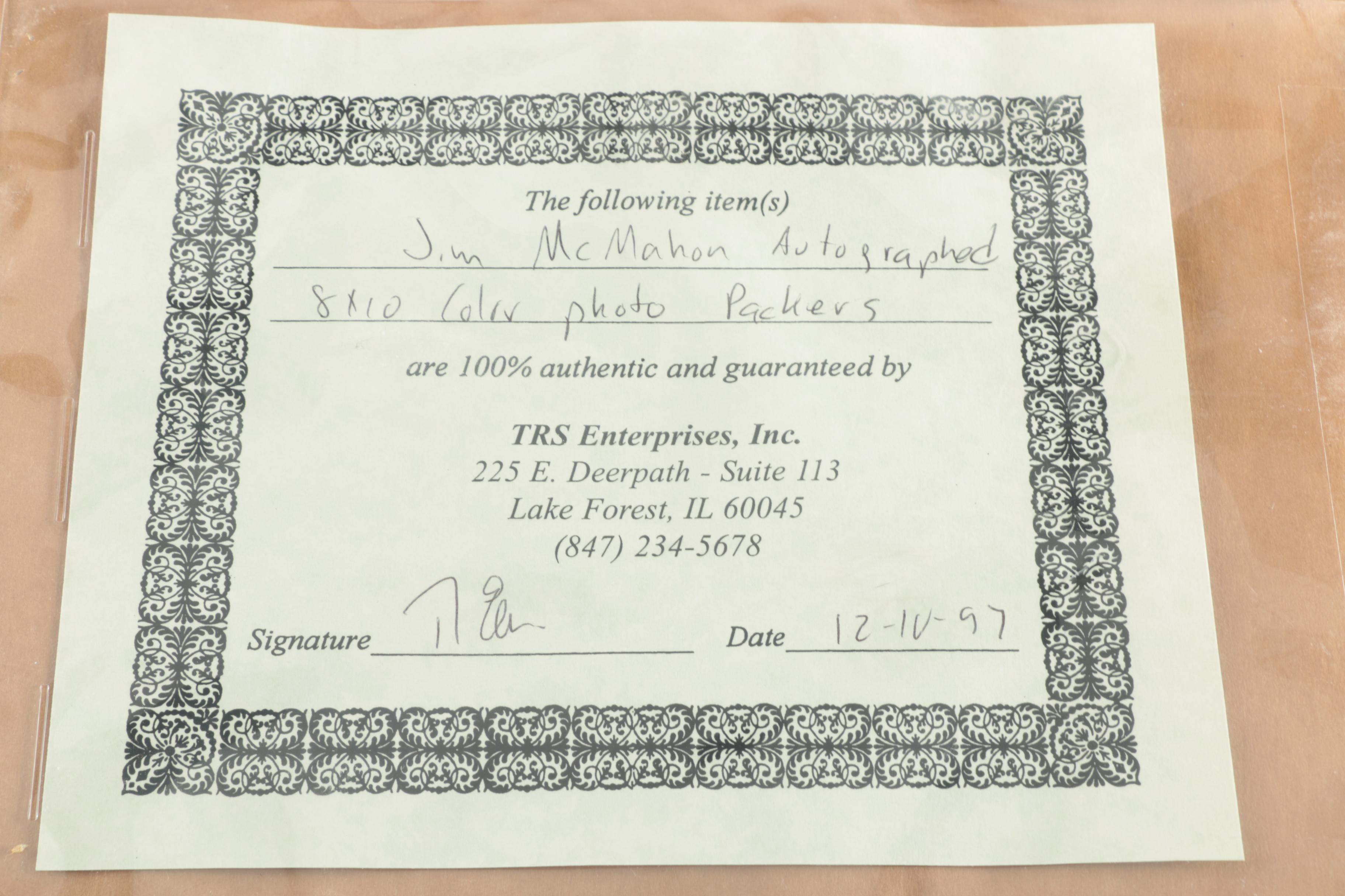 Signed Jim McMahon Photograph