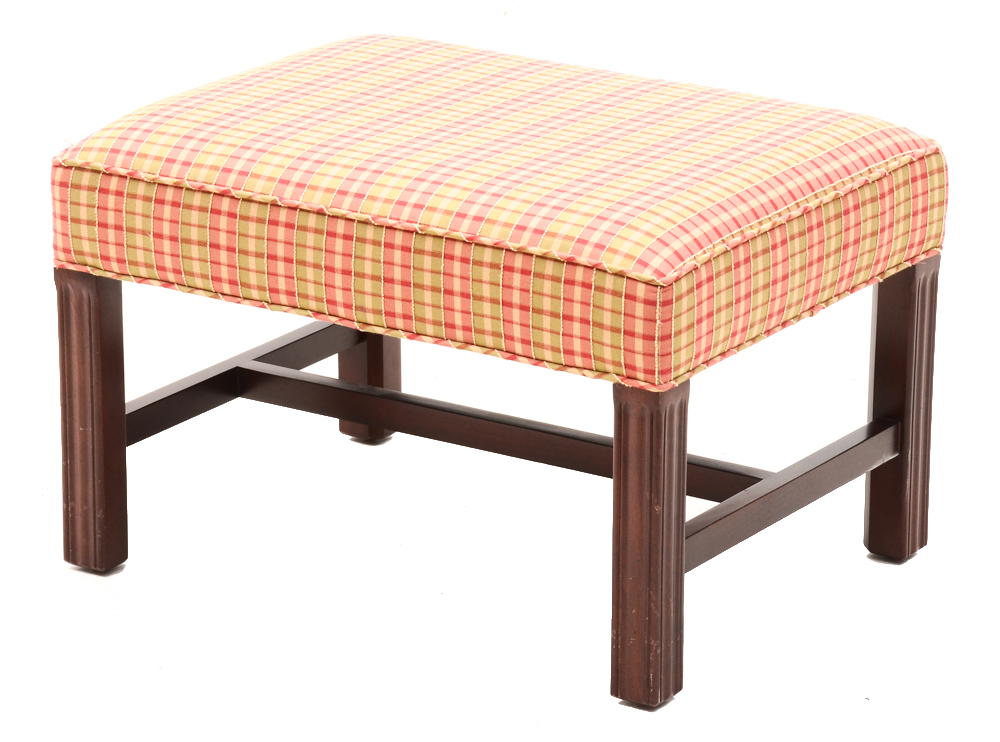 Pair of Plaid Ottomans by Sherrill