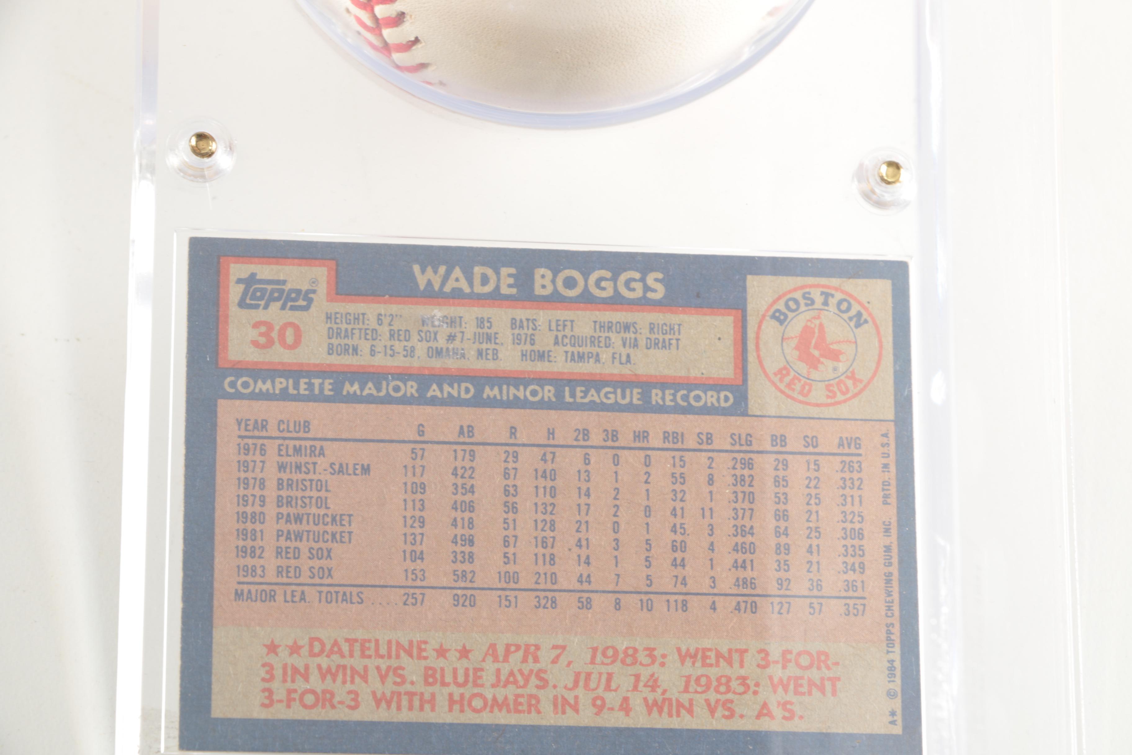 Wade Boggs Signed Baseball with Topps Card