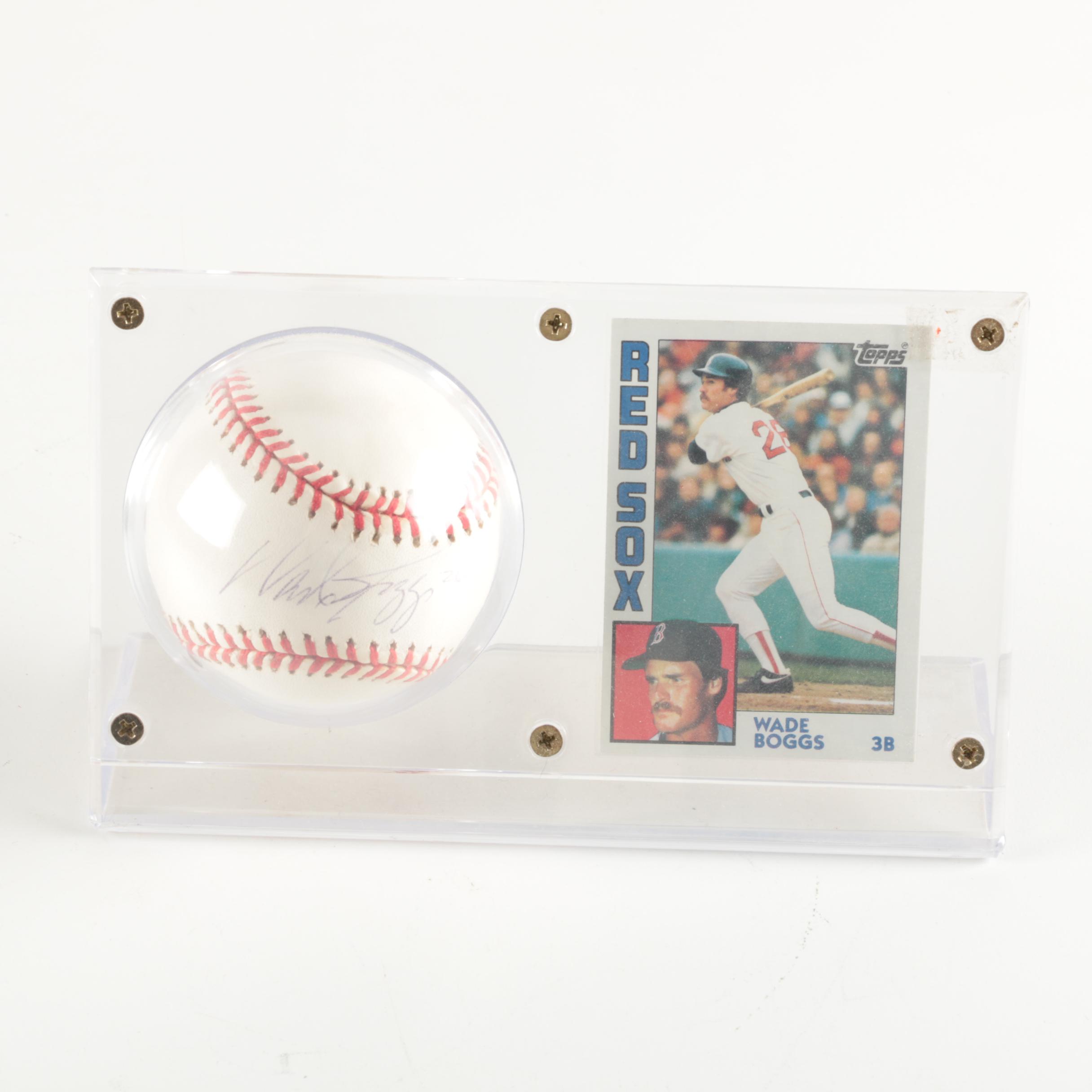 Wade Boggs Signed Baseball with Topps Card