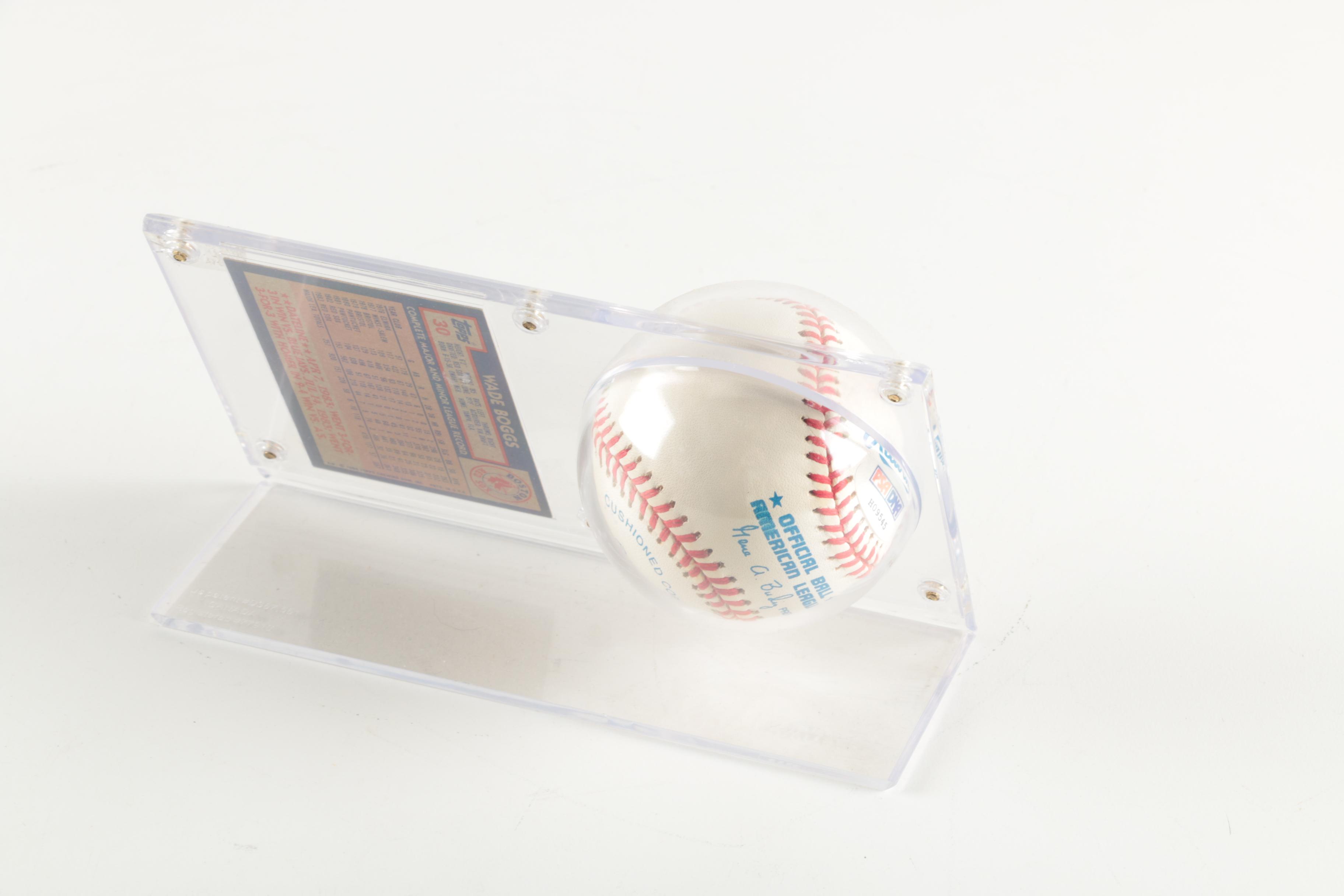 Wade Boggs Signed Baseball with Topps Card