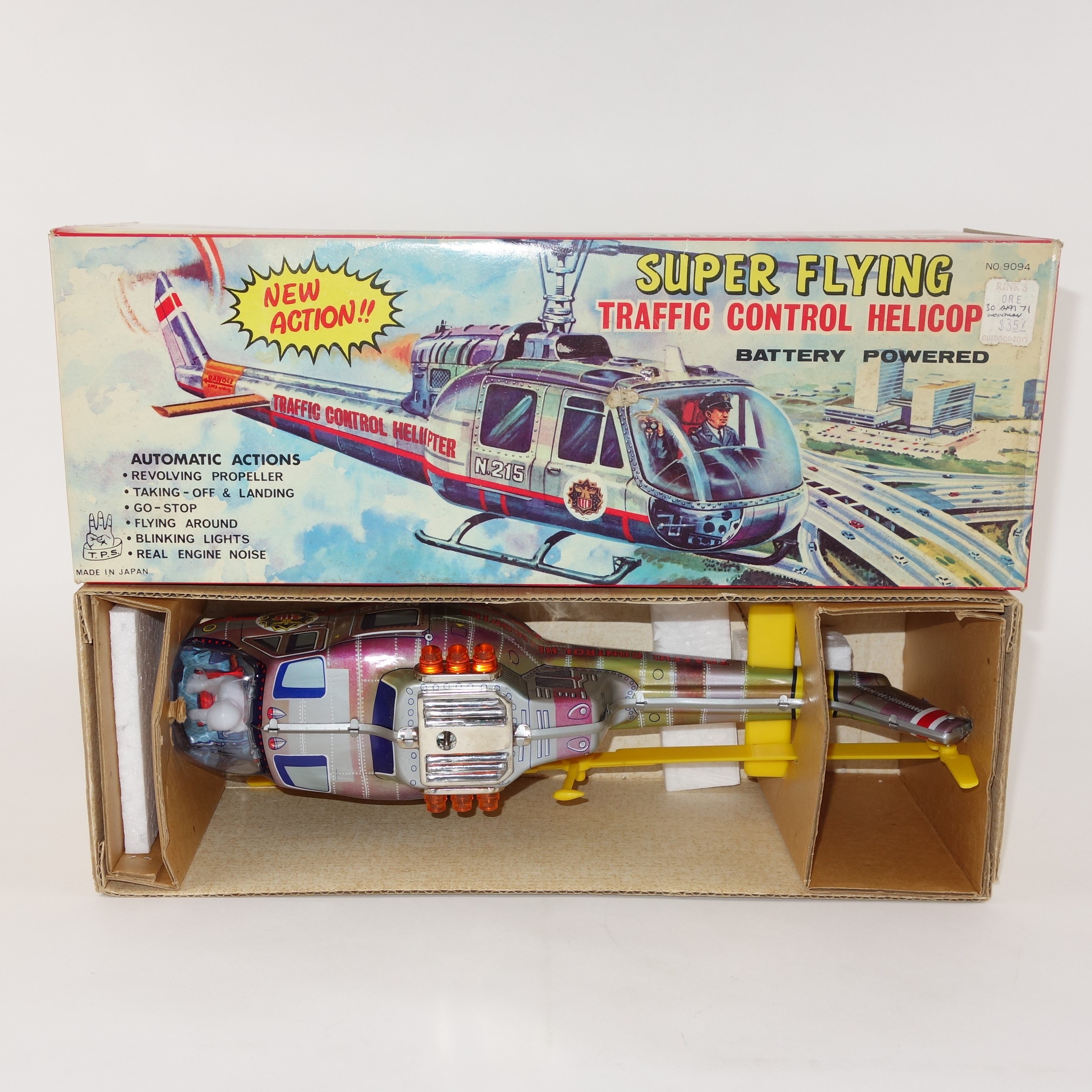 1970s Traffic Control Helicopter Battery Operated Toy