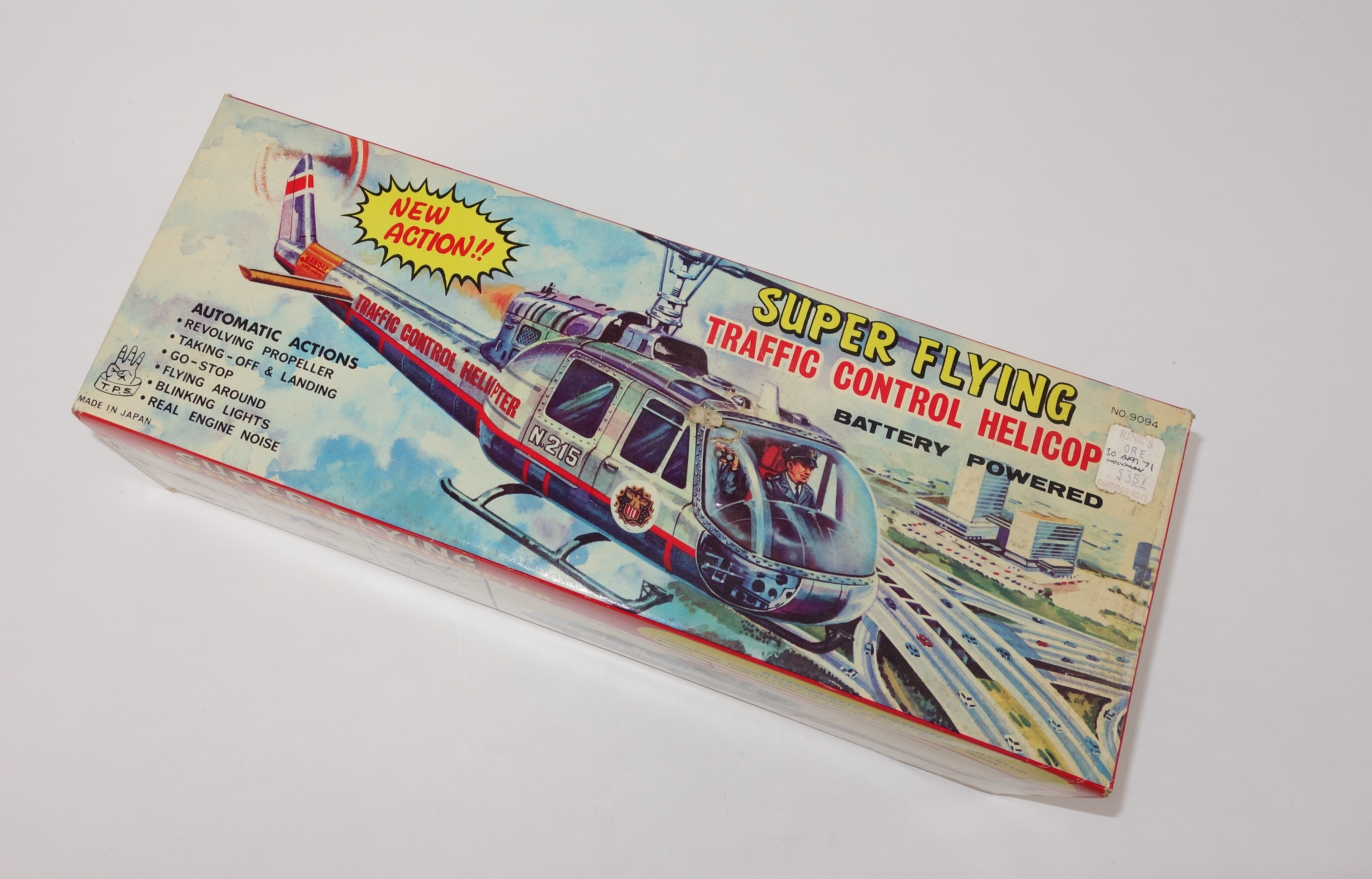 1970s Traffic Control Helicopter Battery Operated Toy