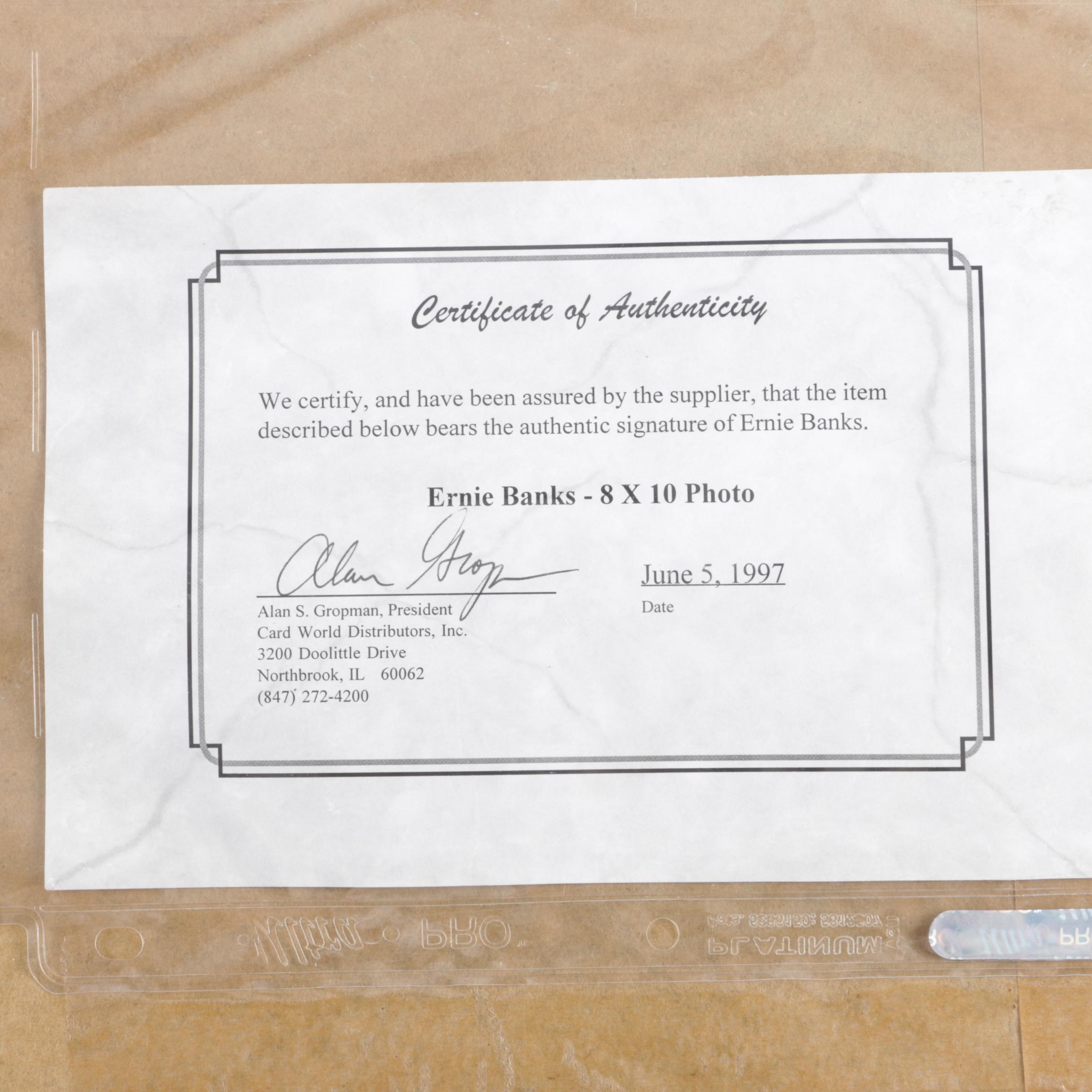 Ernie Banks Autographed Framed Photograph