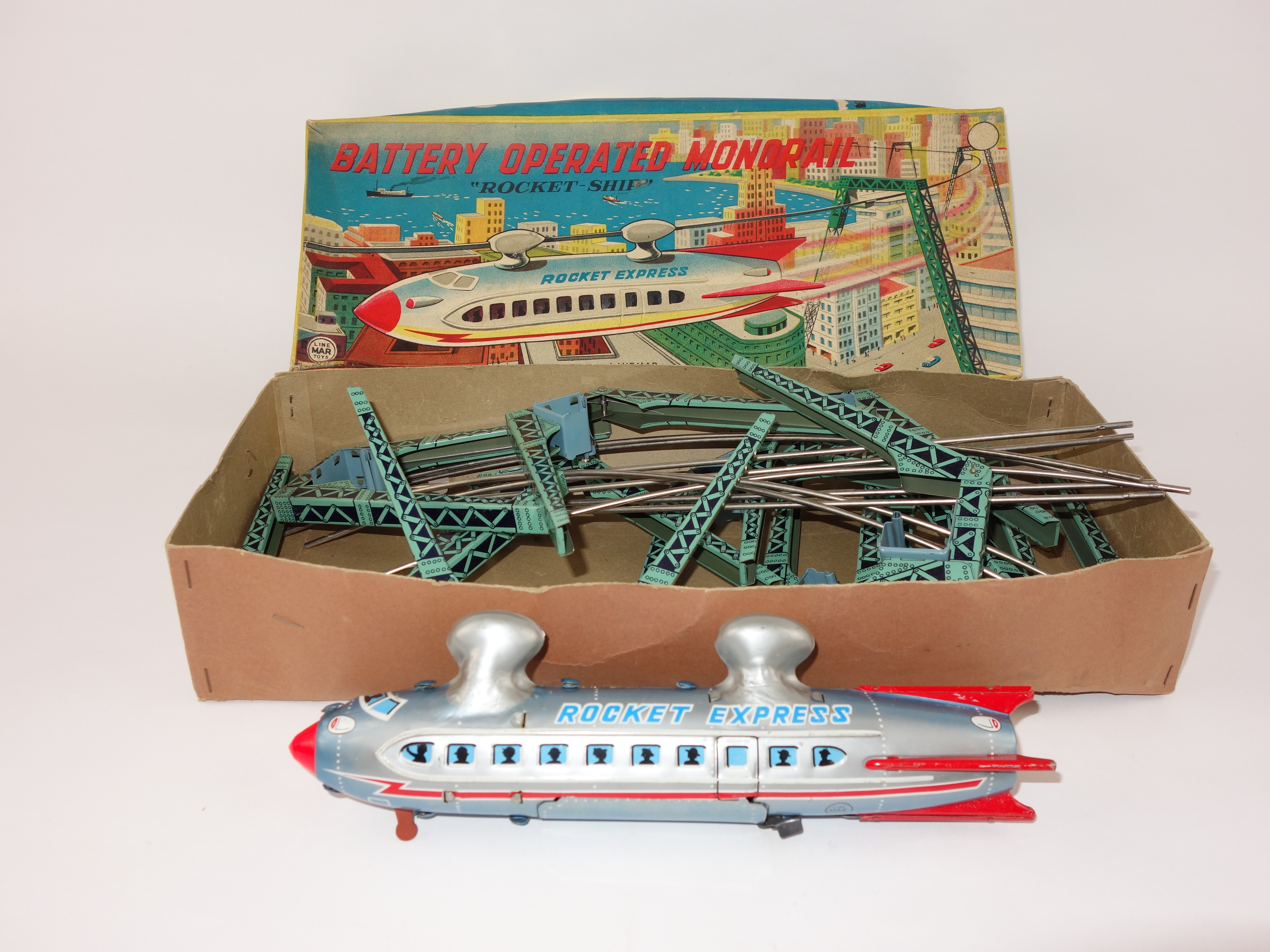 1950s Linemar Toys Battery Operated "Rocket Ship Express" Monorail