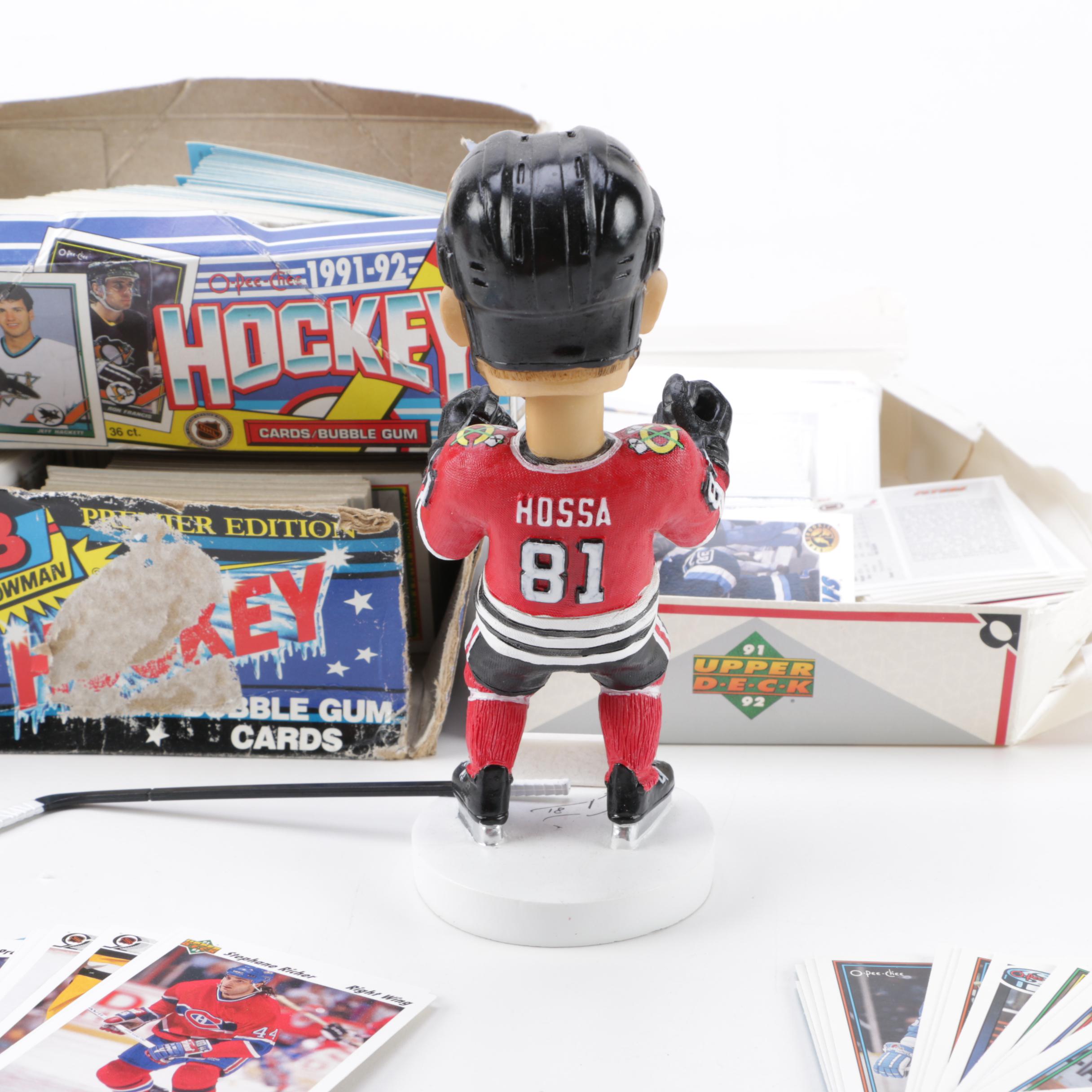 Collection of Hockey Cards and Bobble Head