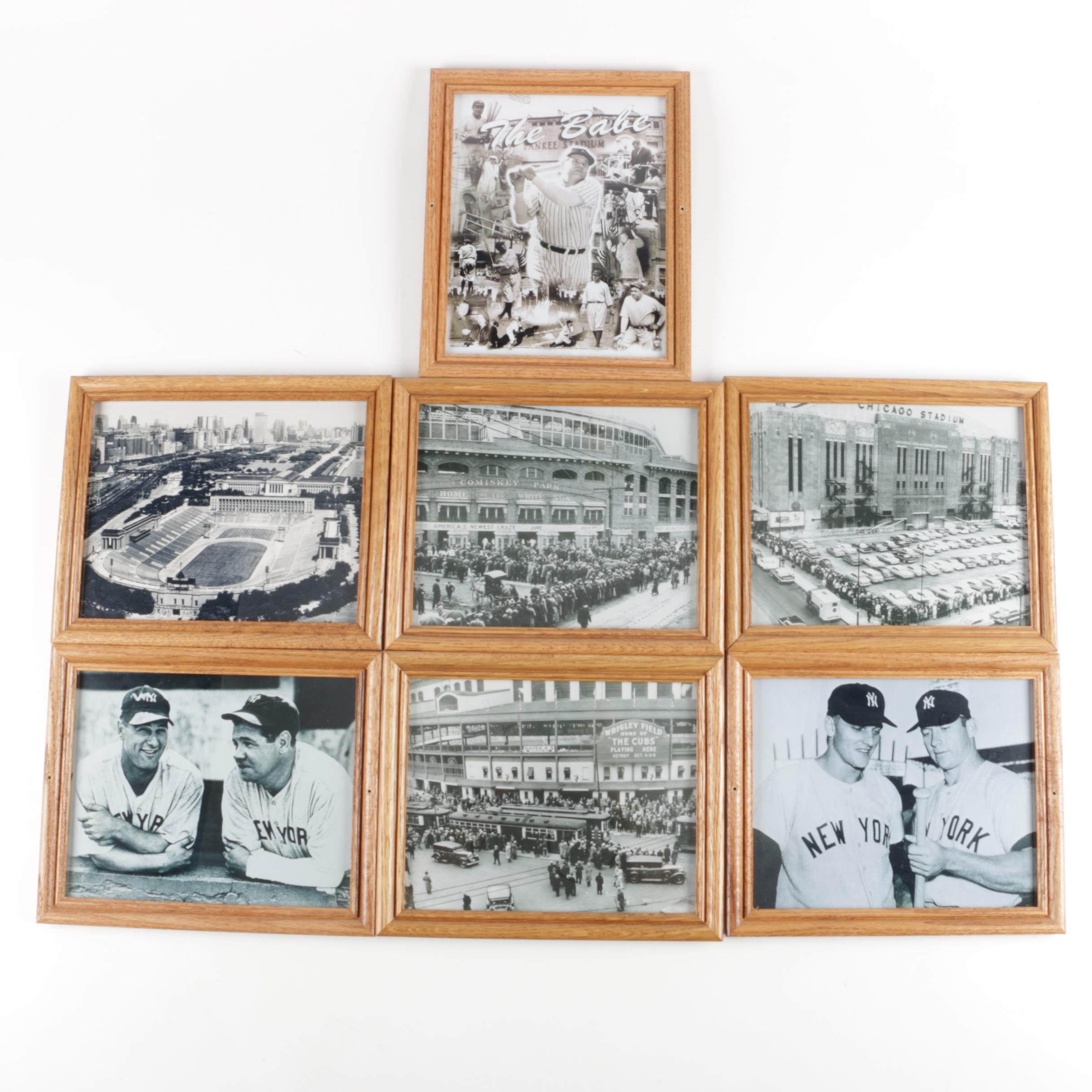 Framed Photographs Featuring Professional Sports Players and Stadiums