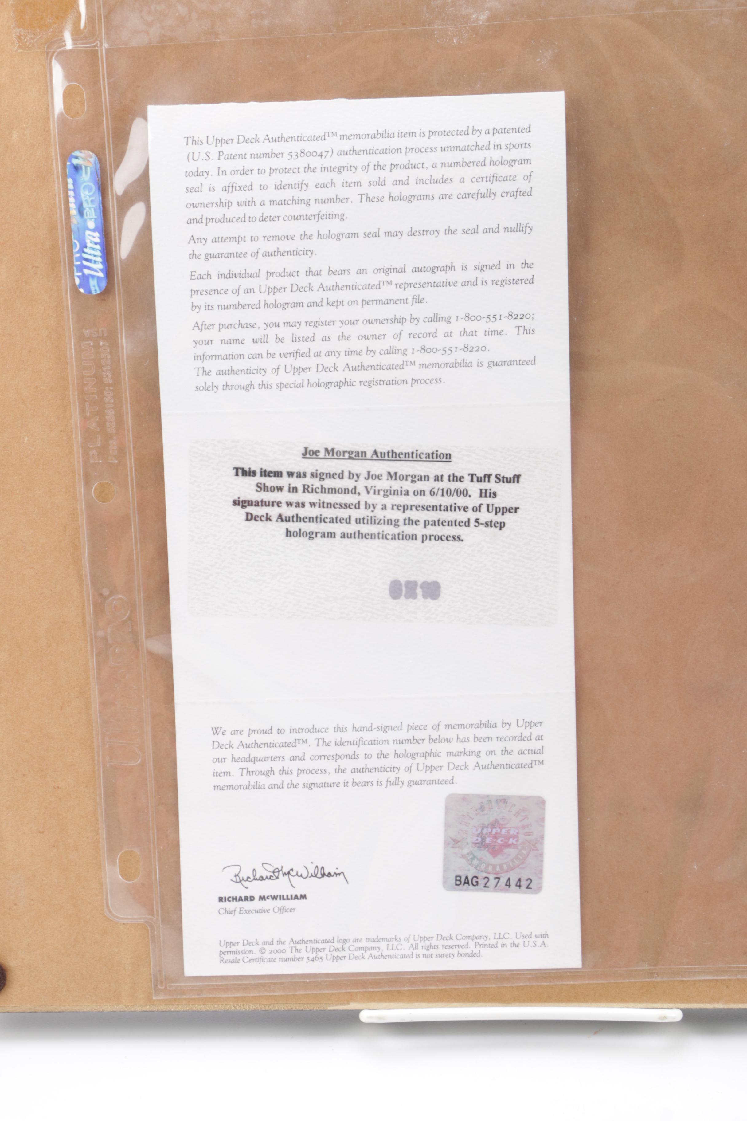 Joe Morgan Framed and Signed Photograph