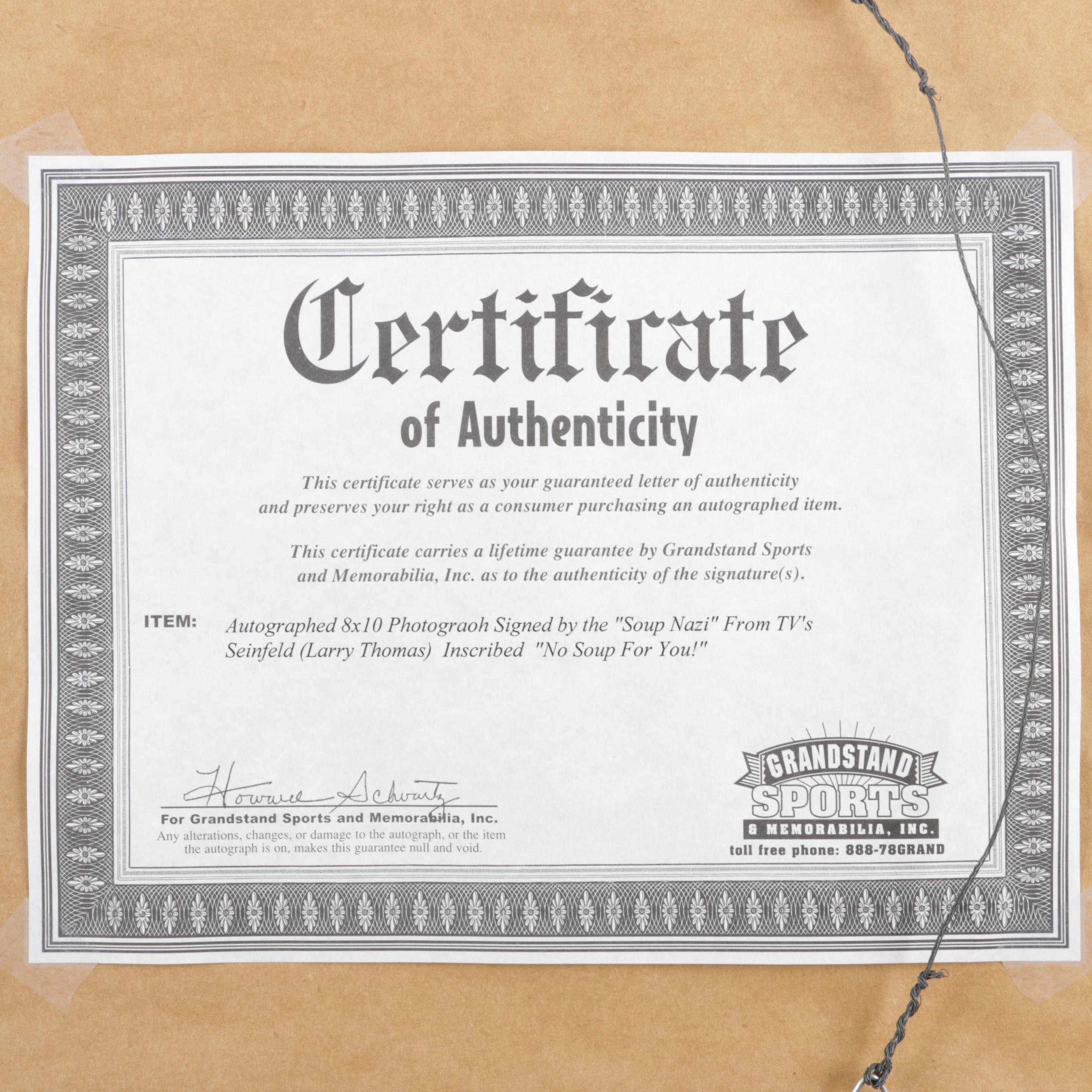 Signed "No Soup For You!" Photo from "Seinfeld"