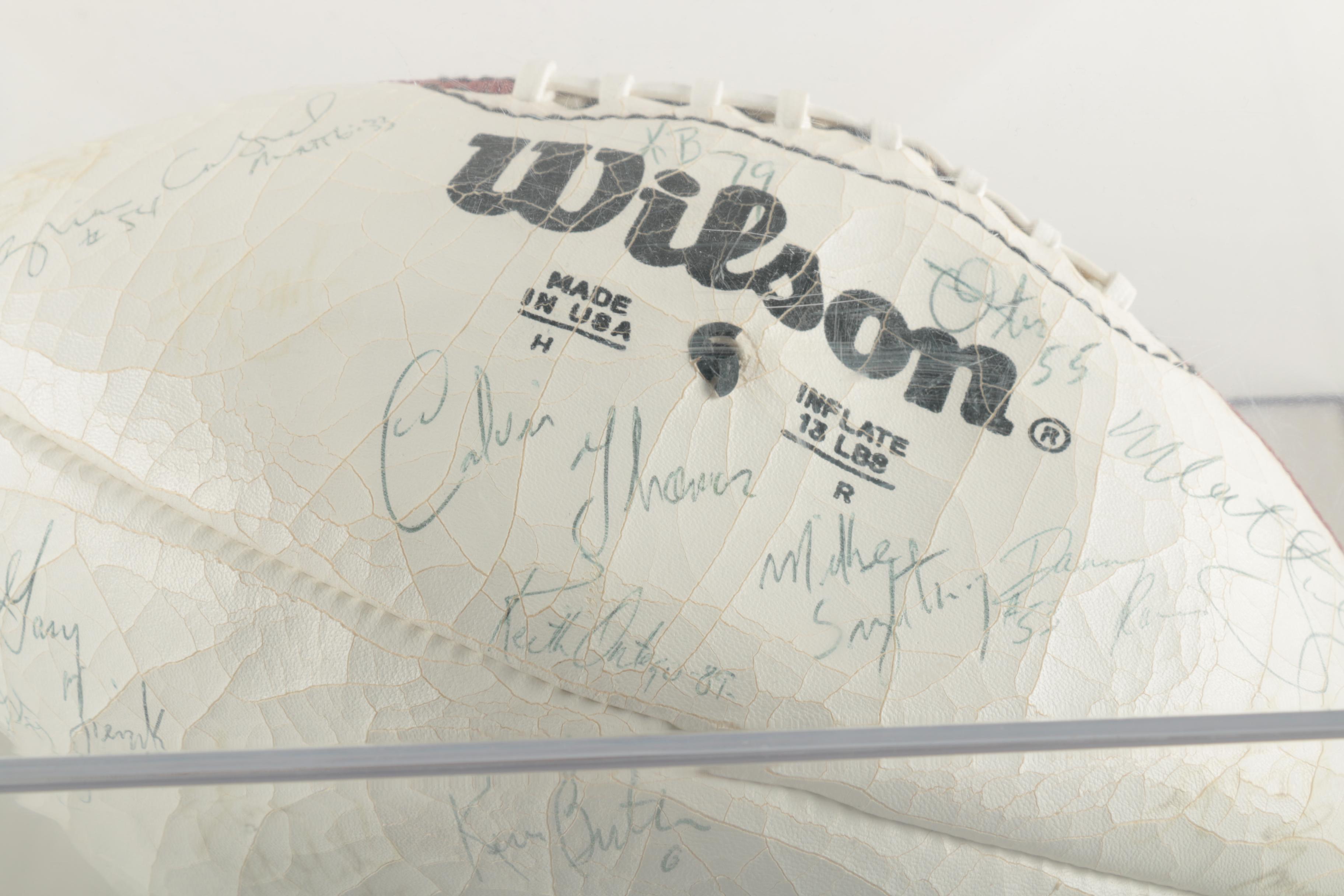 Signed Chicago Bears Football by Kevin Butler, Mike Singletary and More