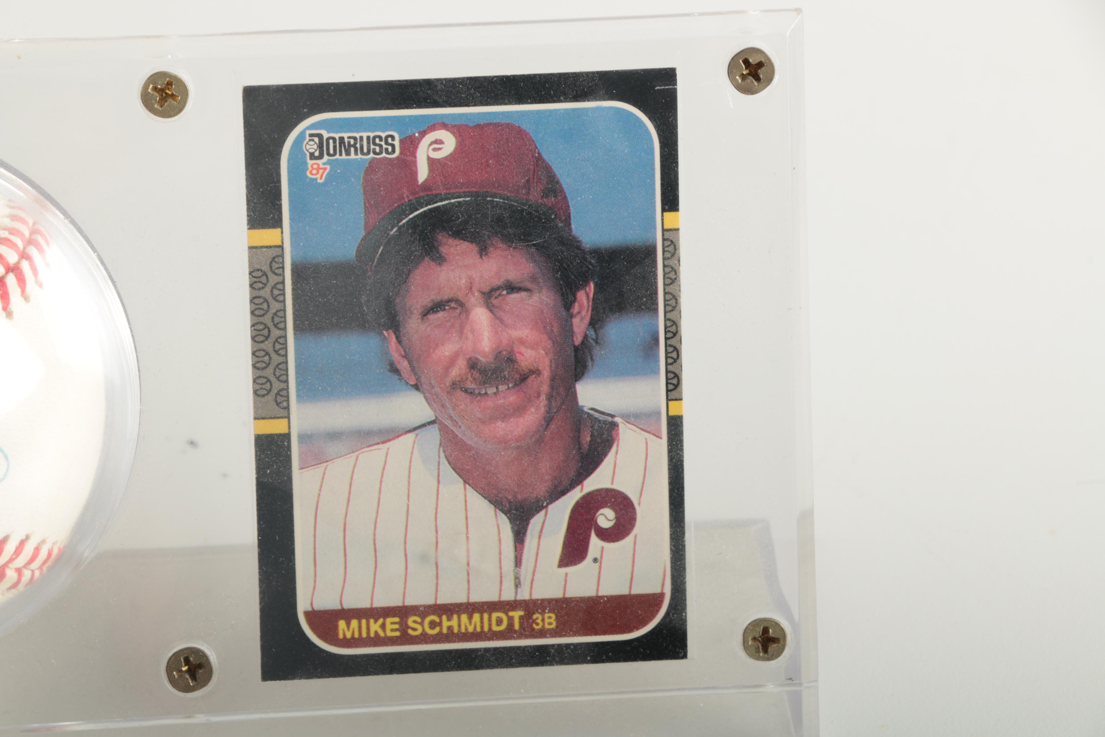 Mike Schmidt Signed Baseball and Trading Card