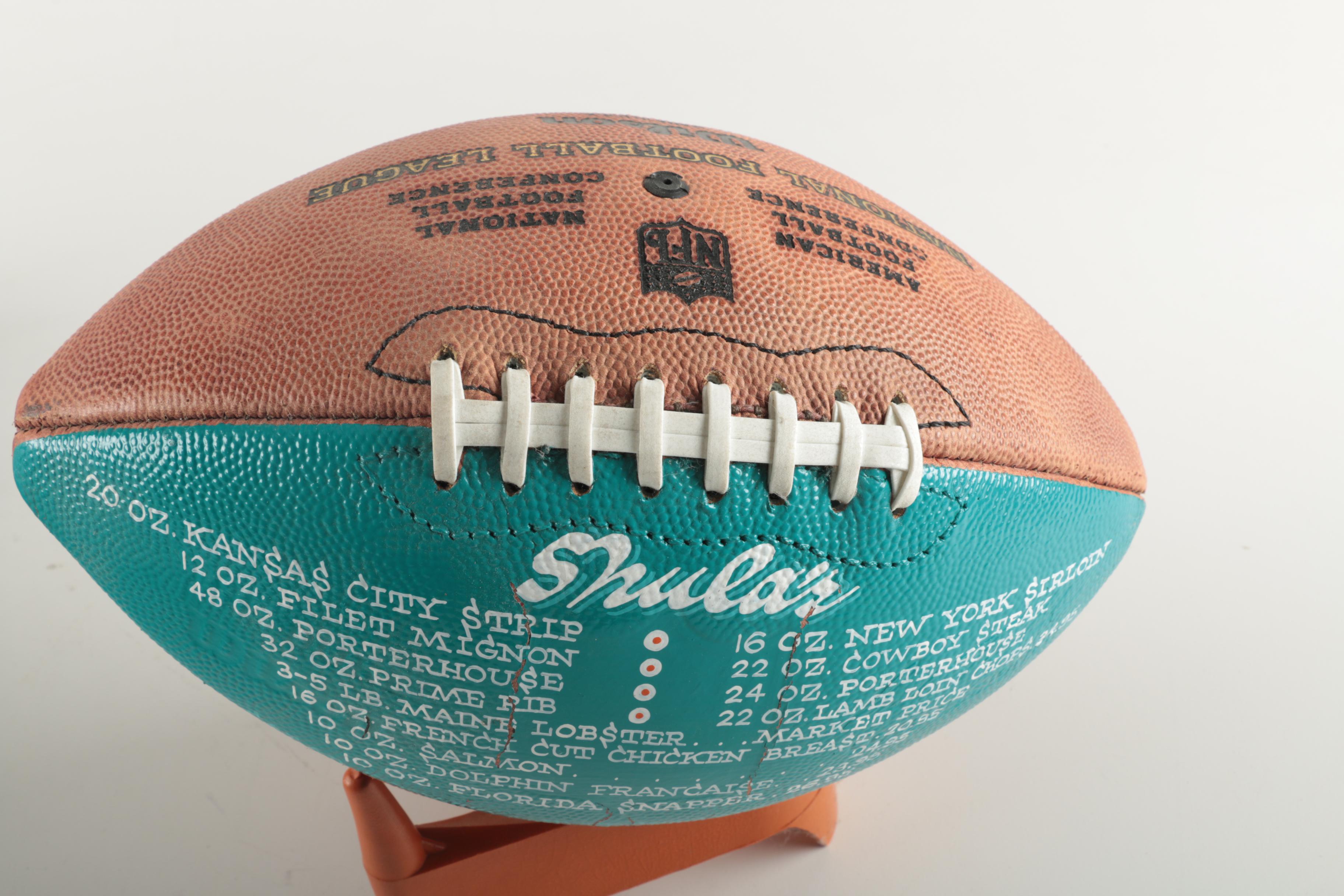 Shula's Restaurant Miami Dolphins Themed Pigskin Football