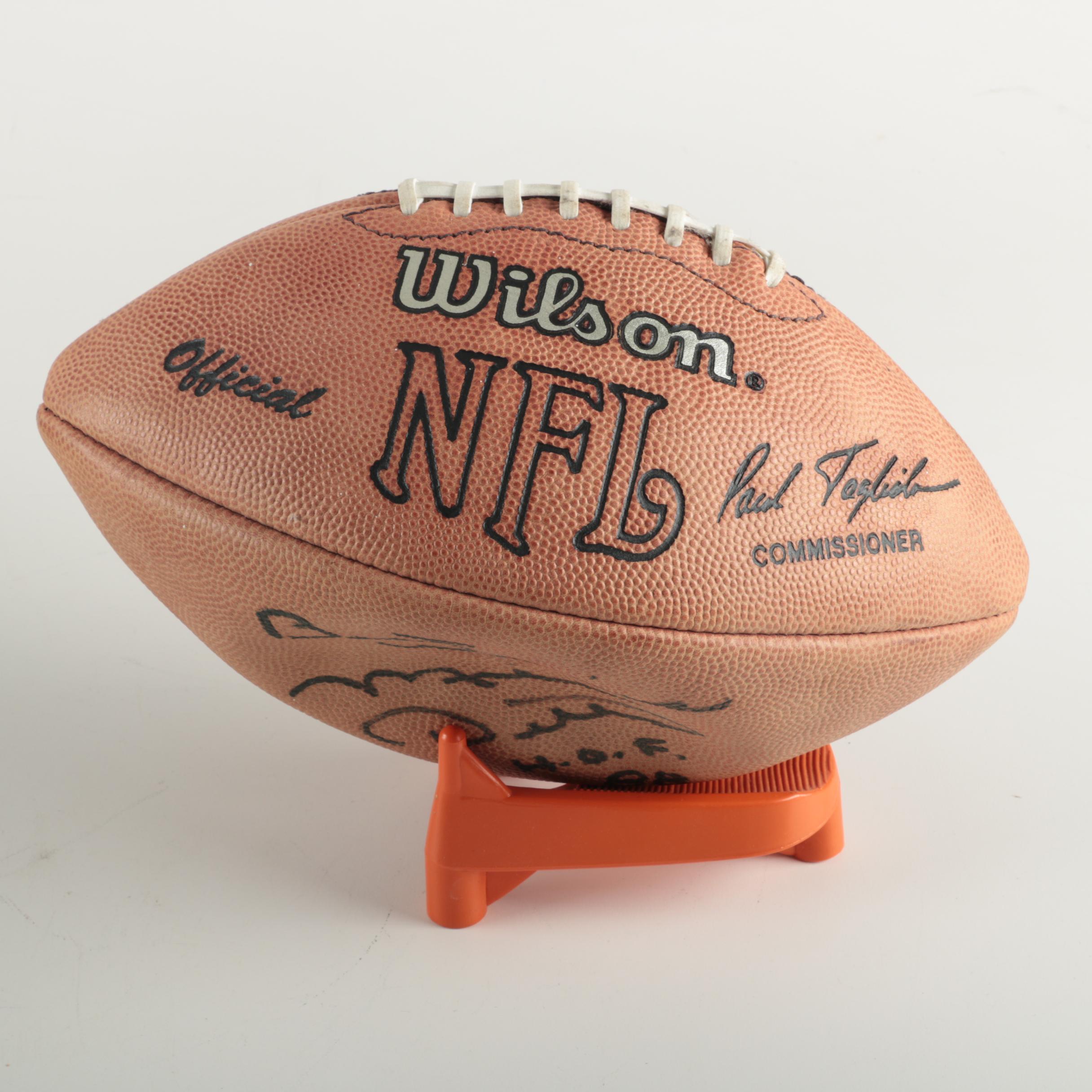 Mike Ditka Autographed Football with Stand