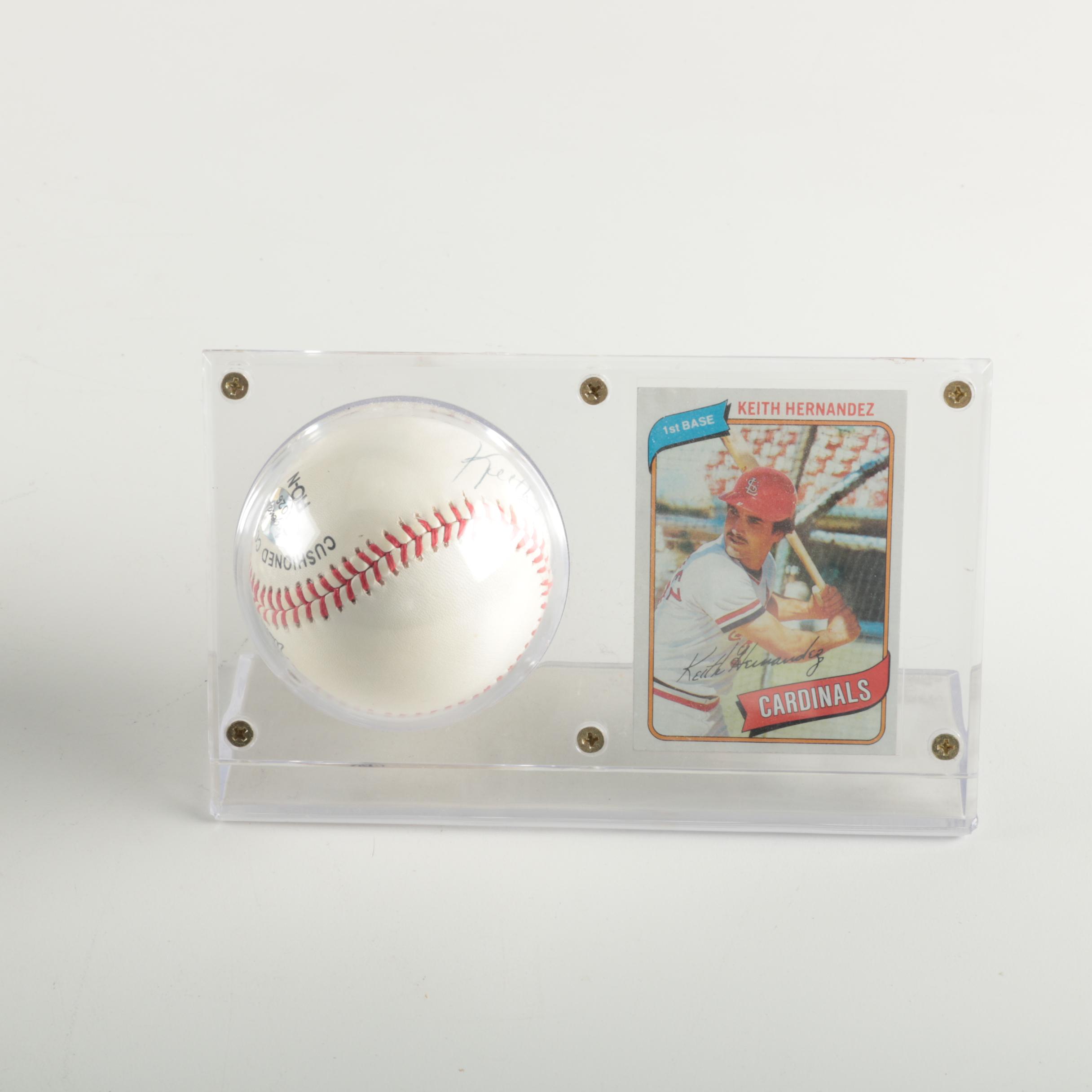Keith Hernandez Signed Baseball with Topps Card