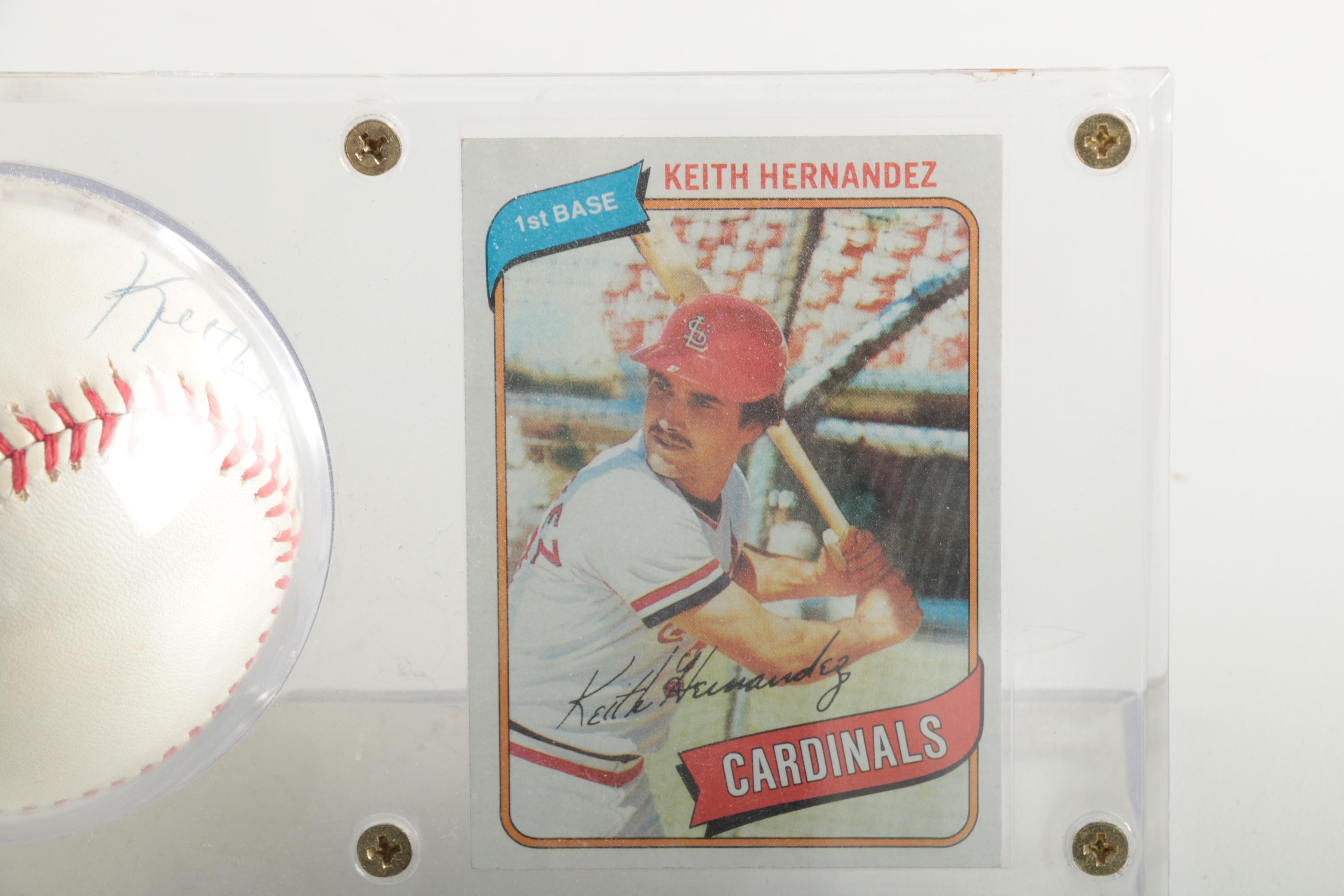 Keith Hernandez Signed Baseball with Topps Card