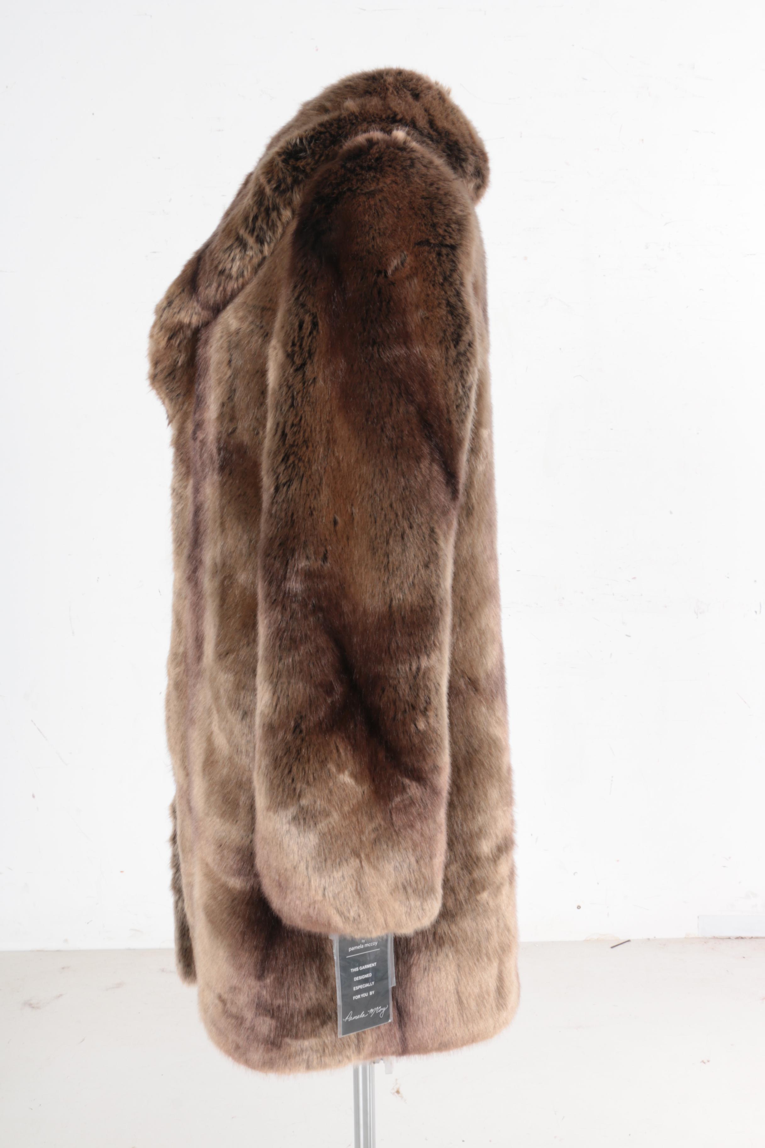 Black Diamond Collection by Pamela McCoy Faux Fur Coat