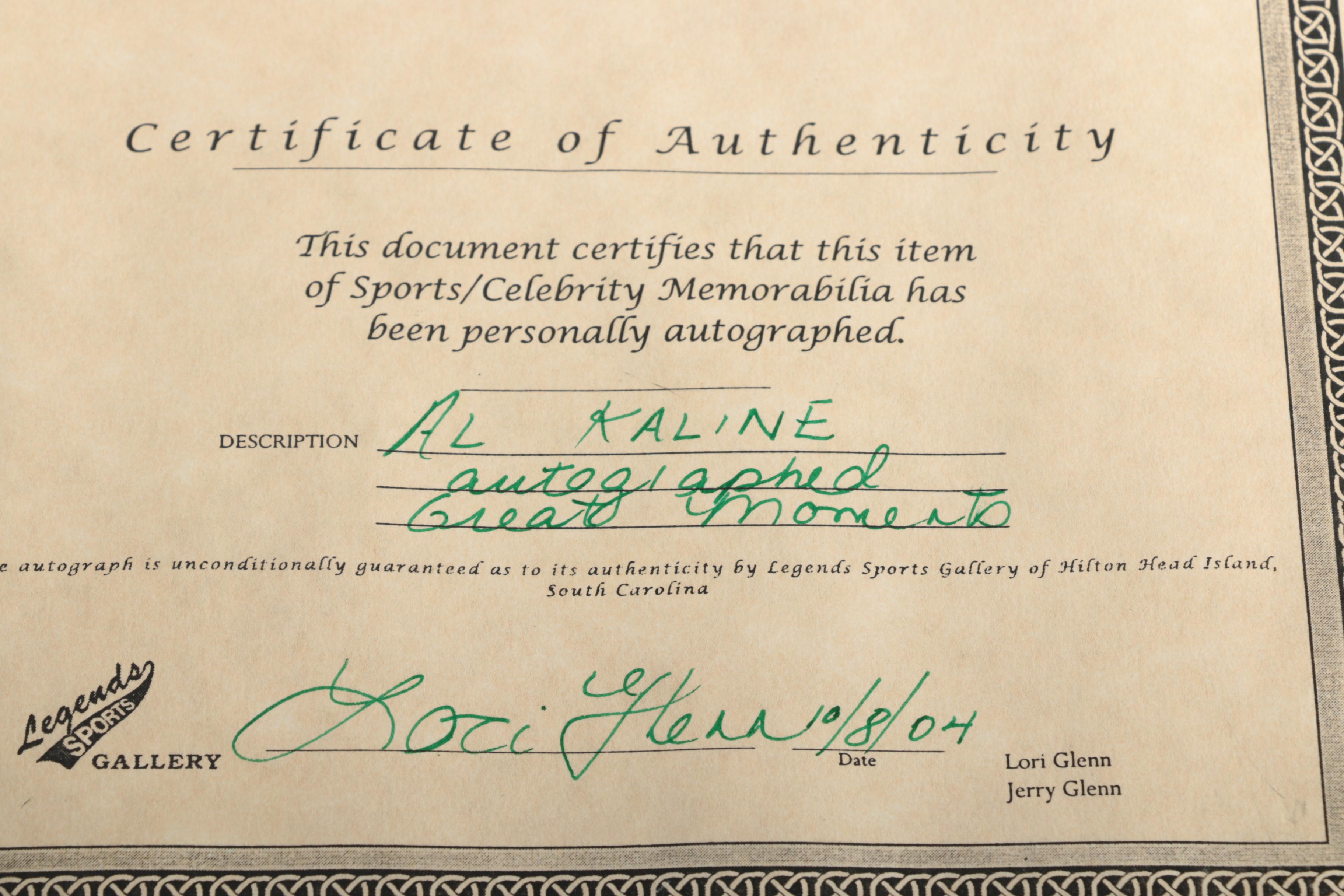 Al Kaline Signed Lithograph