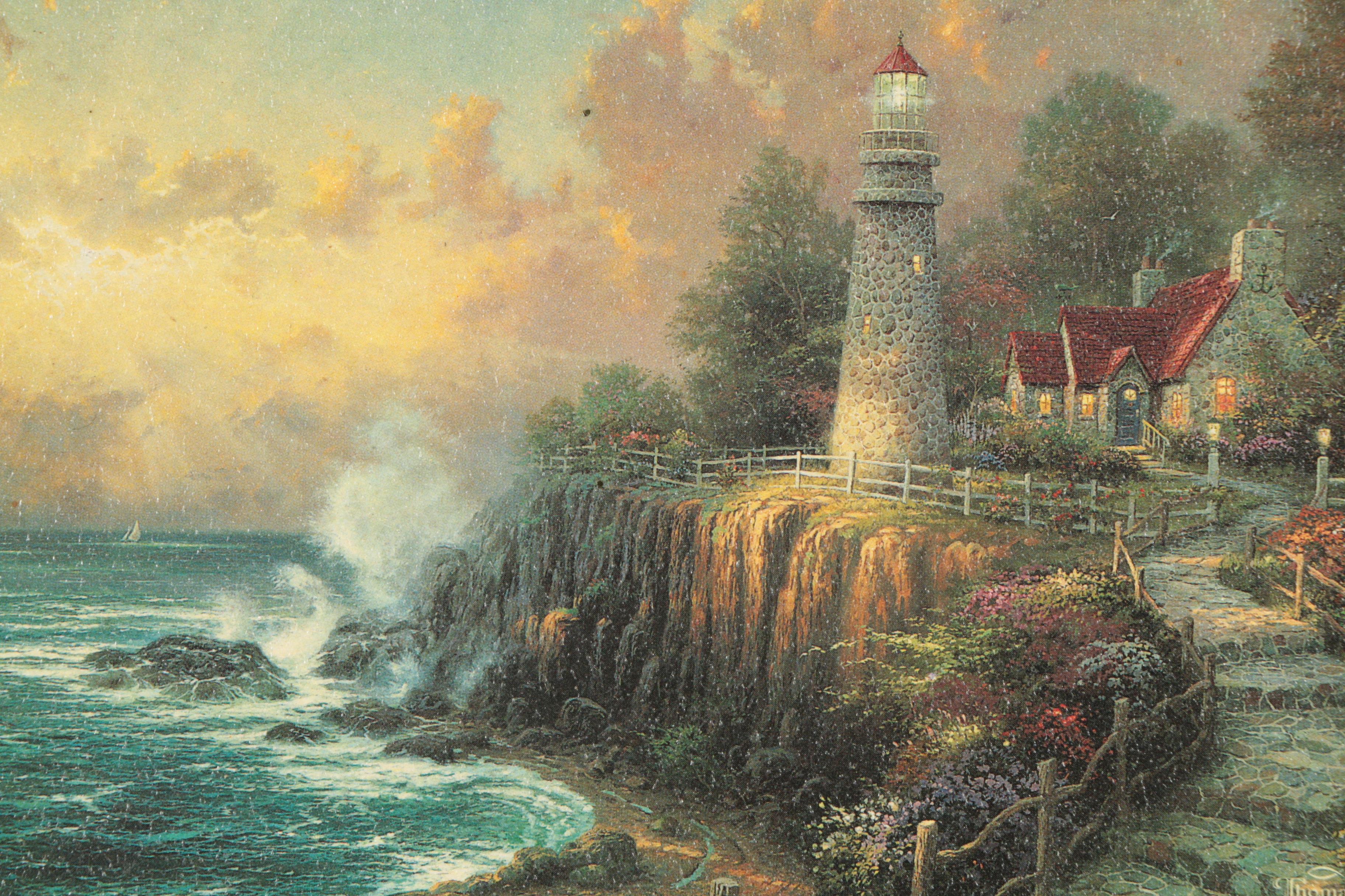 Offset Lithograph on Panel After Thomas Kinkade "The Light of Peace"