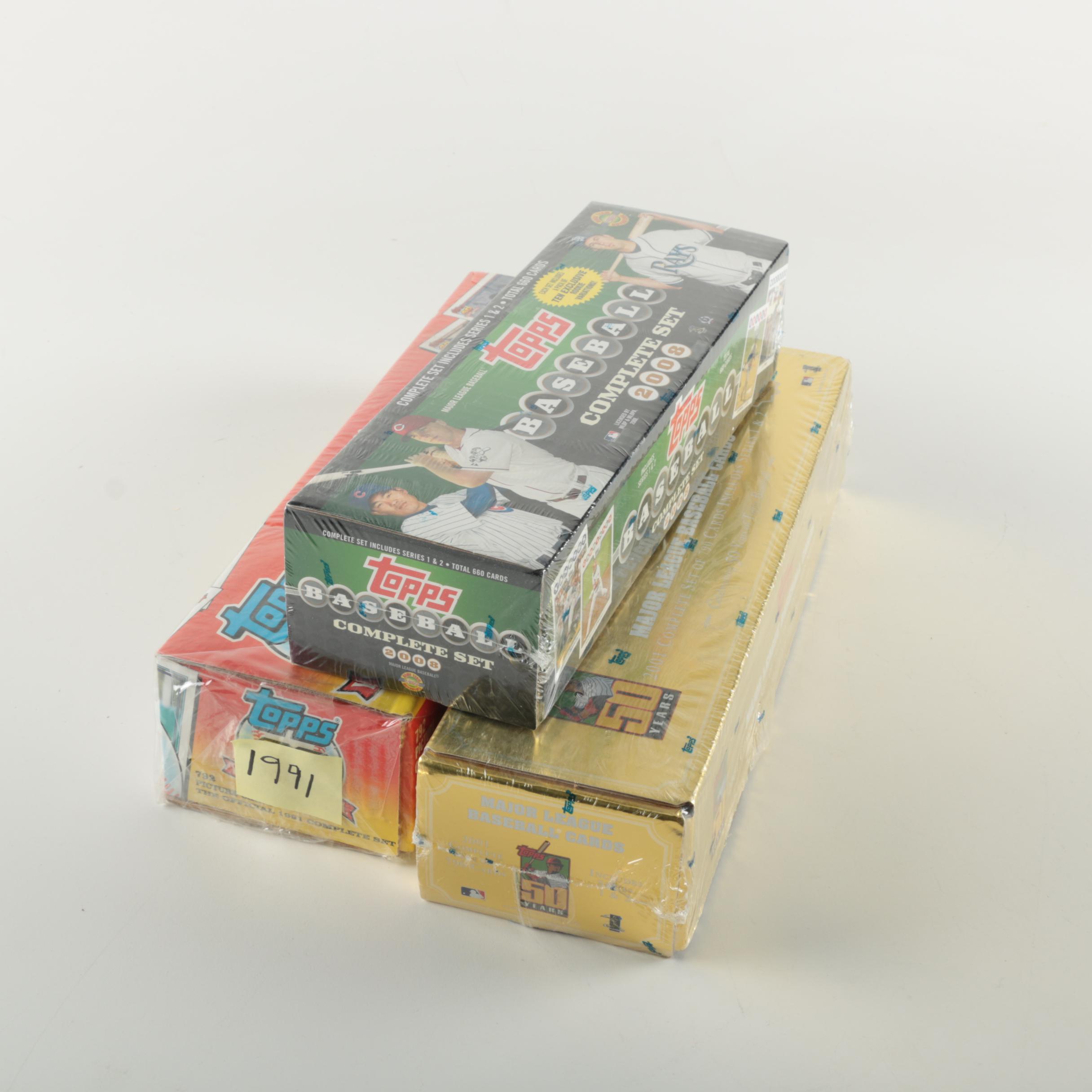 Topps Complete Baseball Trading Cards Sets 1991, 2001, 2008