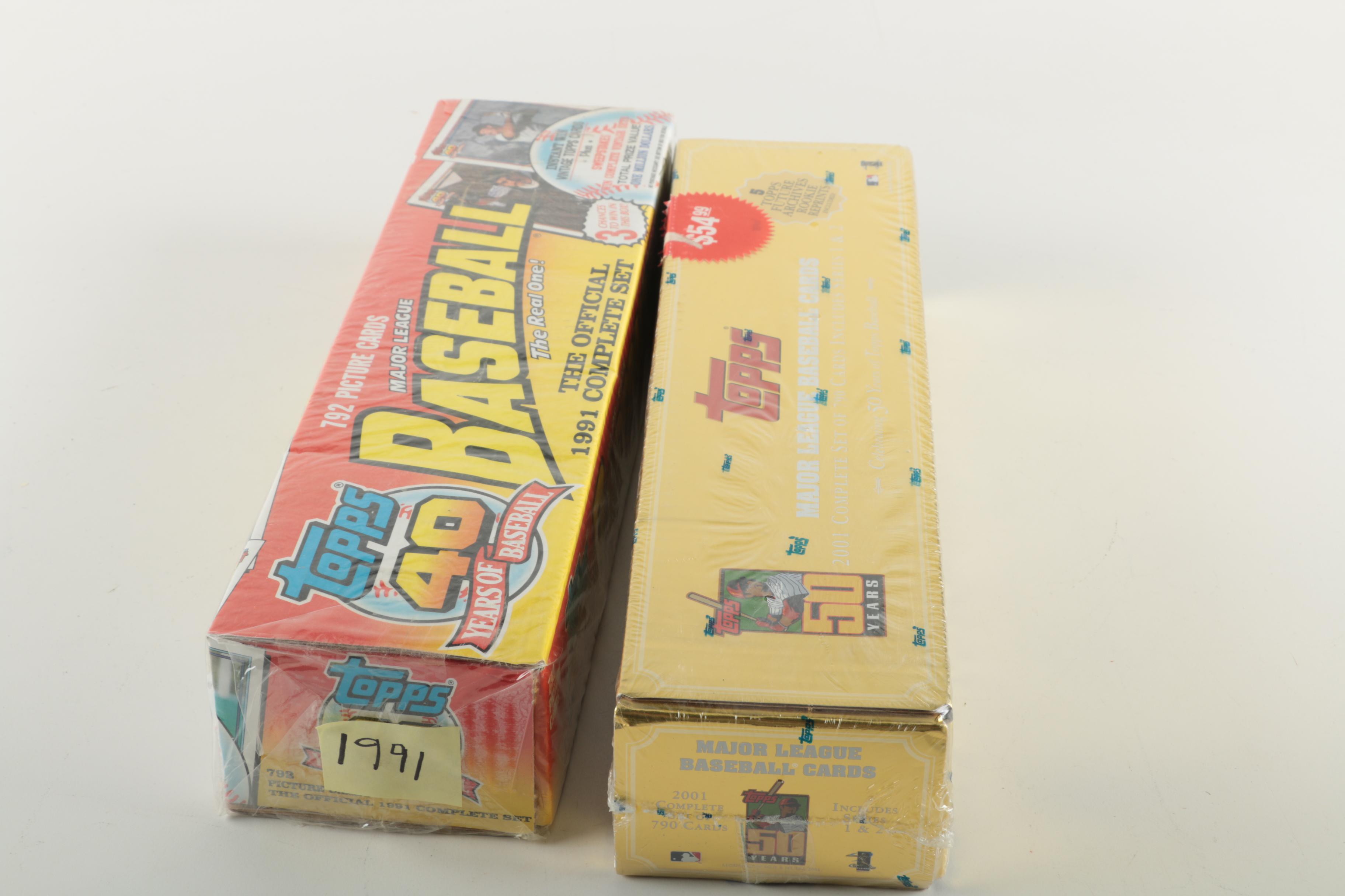 Topps Complete Baseball Trading Cards Sets 1991, 2001, 2008