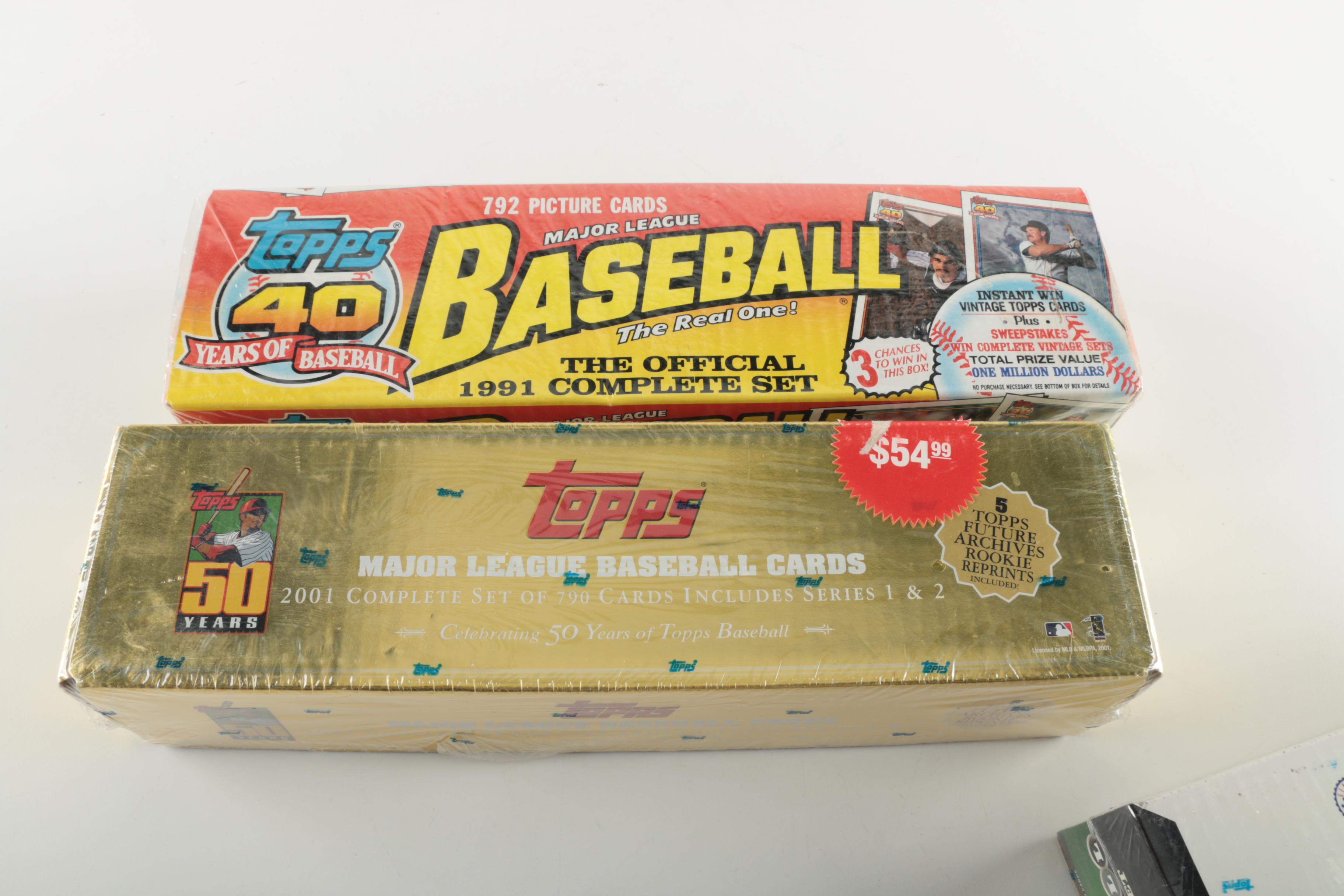 Topps Complete Baseball Trading Cards Sets 1991, 2001, 2008